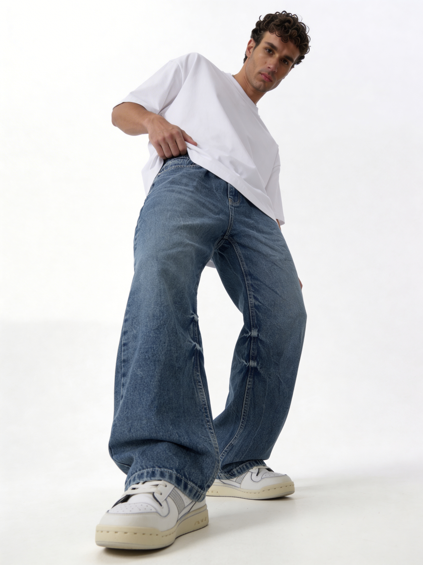 Oversized Distressed Rigid Cotton Denim - DEHNM