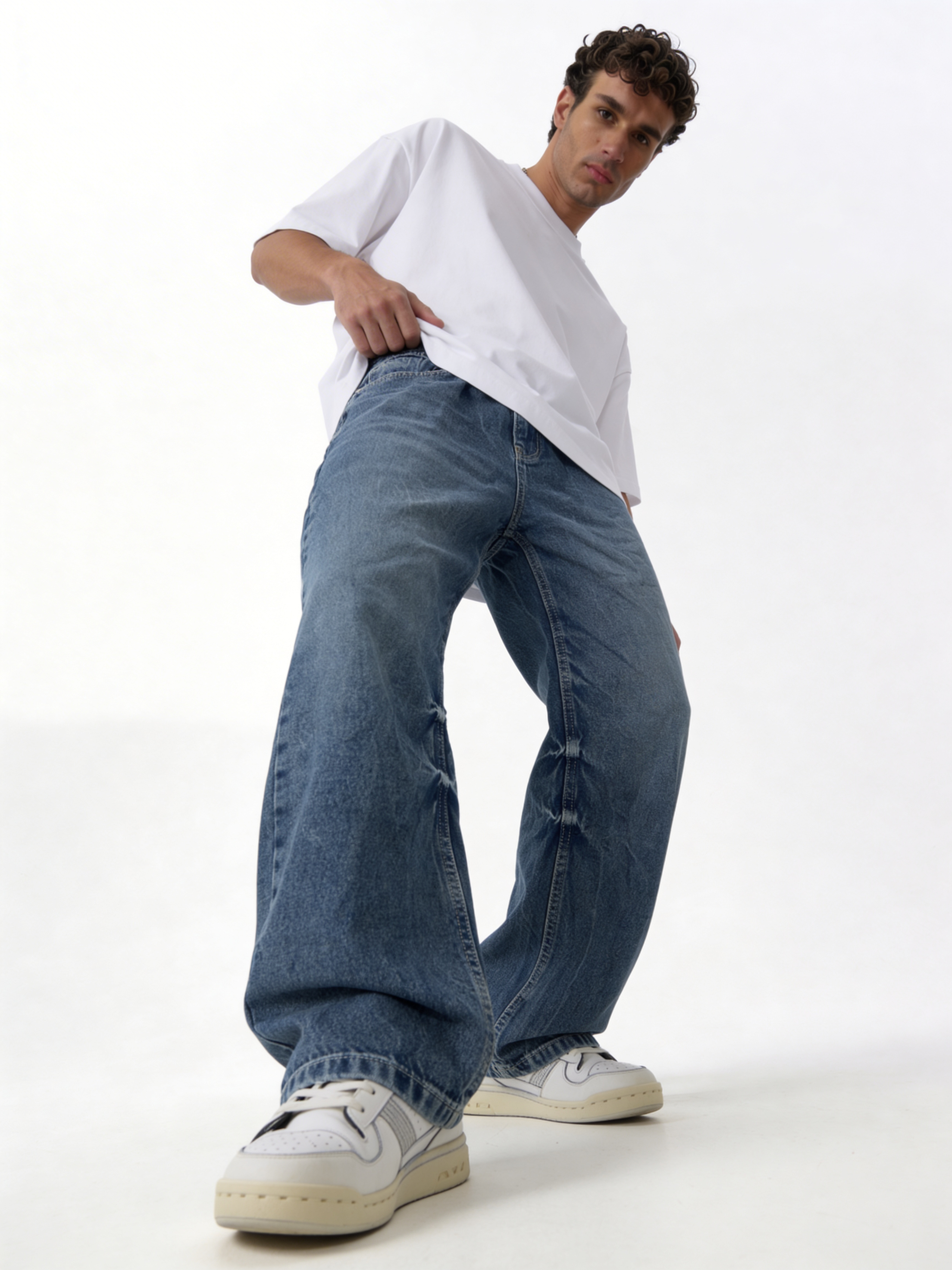 Oversized Distressed Rigid Cotton Denim - DEHNM