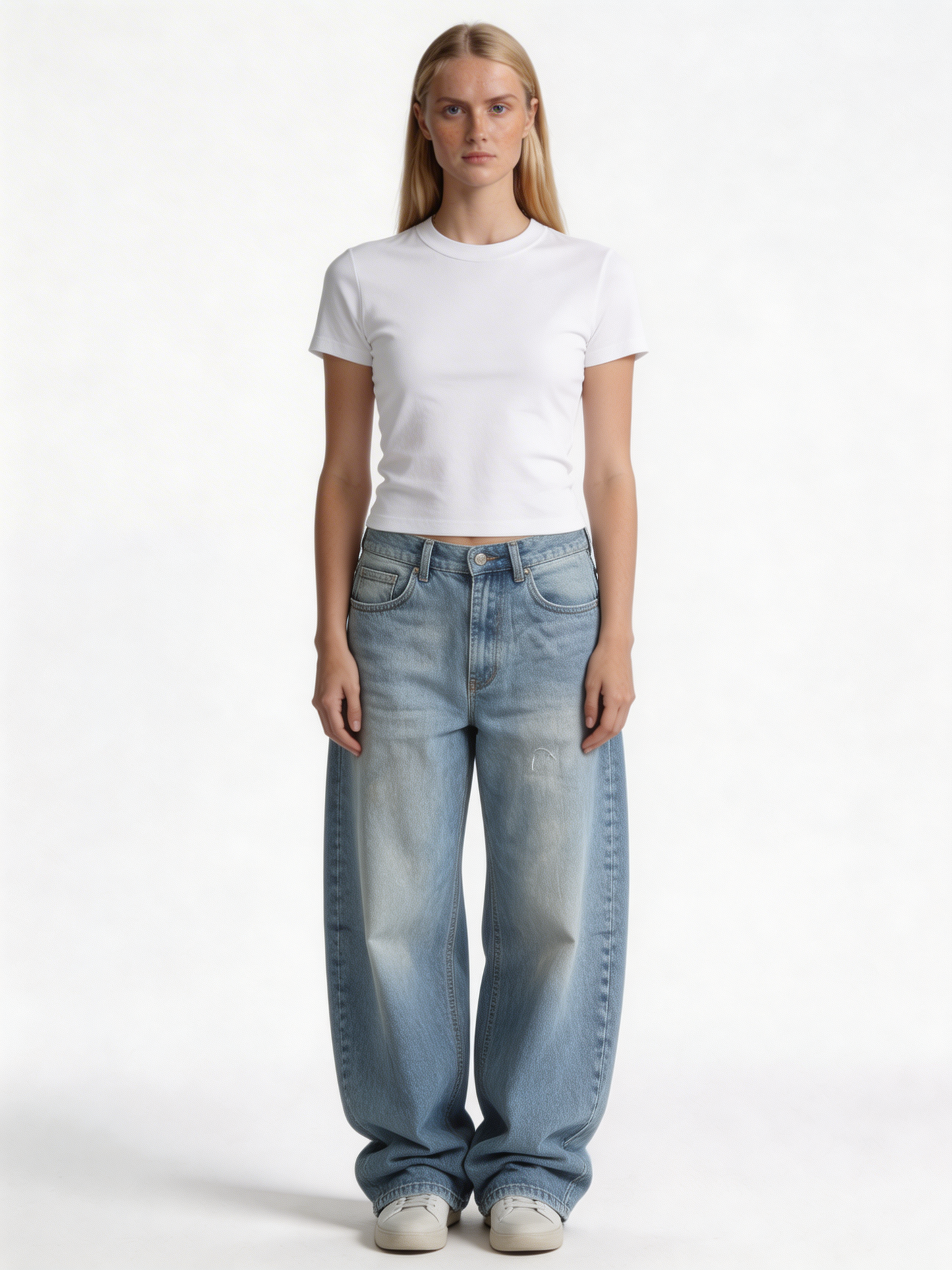 Baggy Rigid Cotton Denim Jeans - EIGHTIES