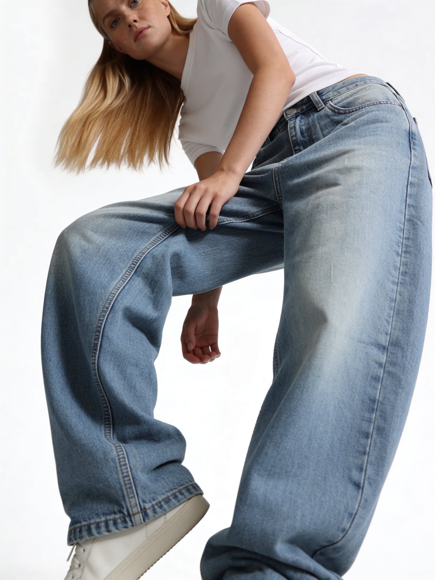 Baggy Rigid Cotton Denim Jeans - EIGHTIES