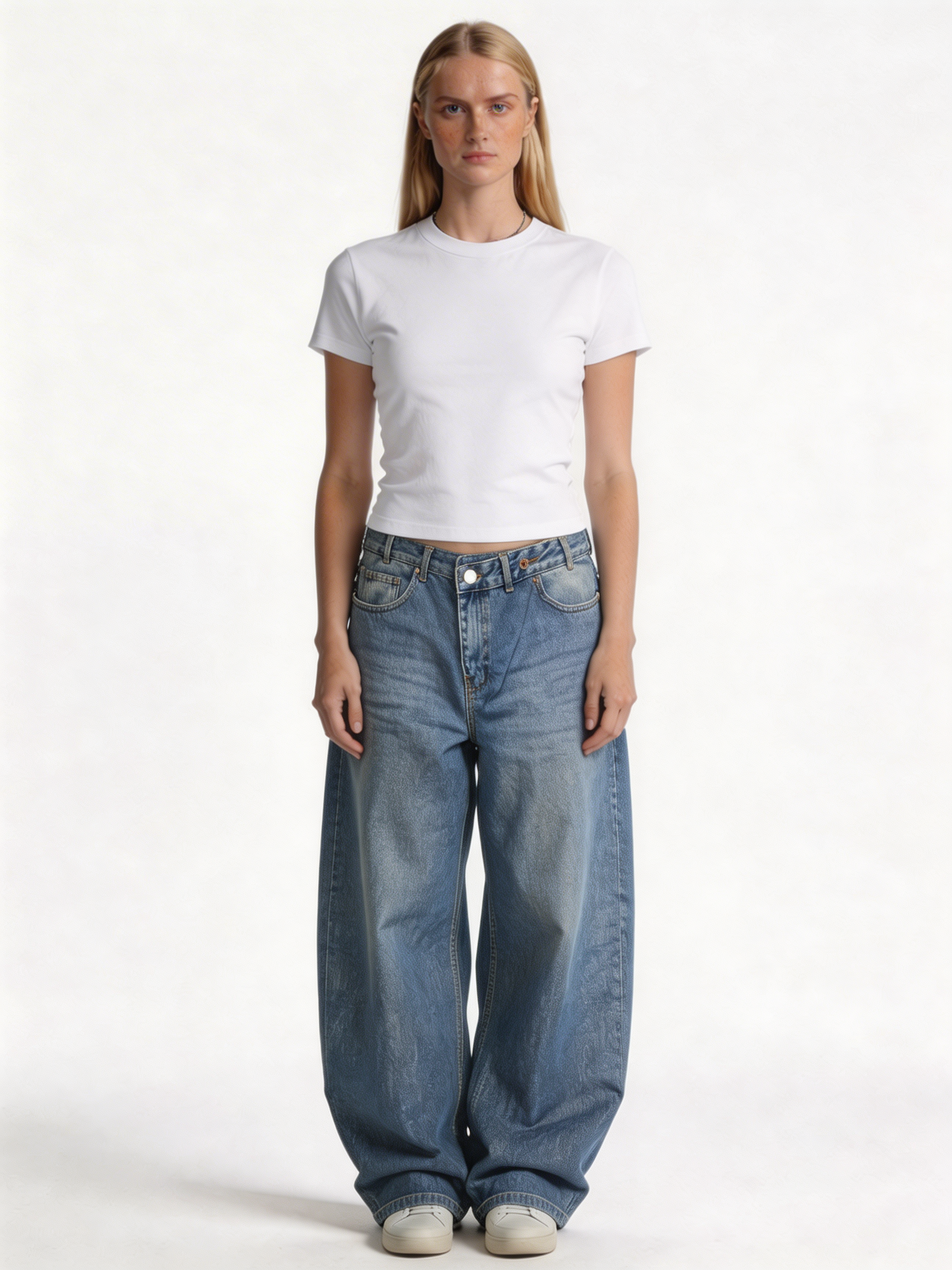 Baggy Rigid Cotton Denim Jeans - EIGHTIES