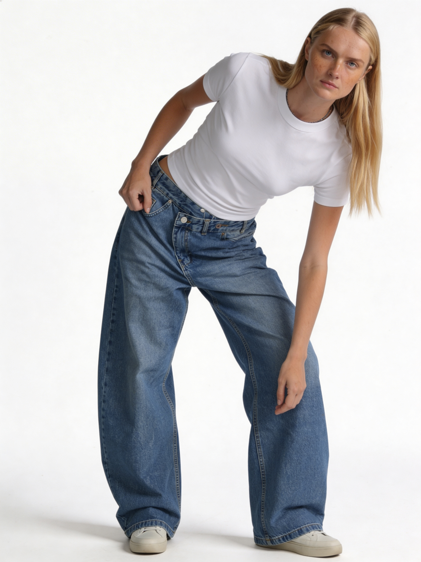 Baggy Rigid Cotton Denim Jeans - EIGHTIES