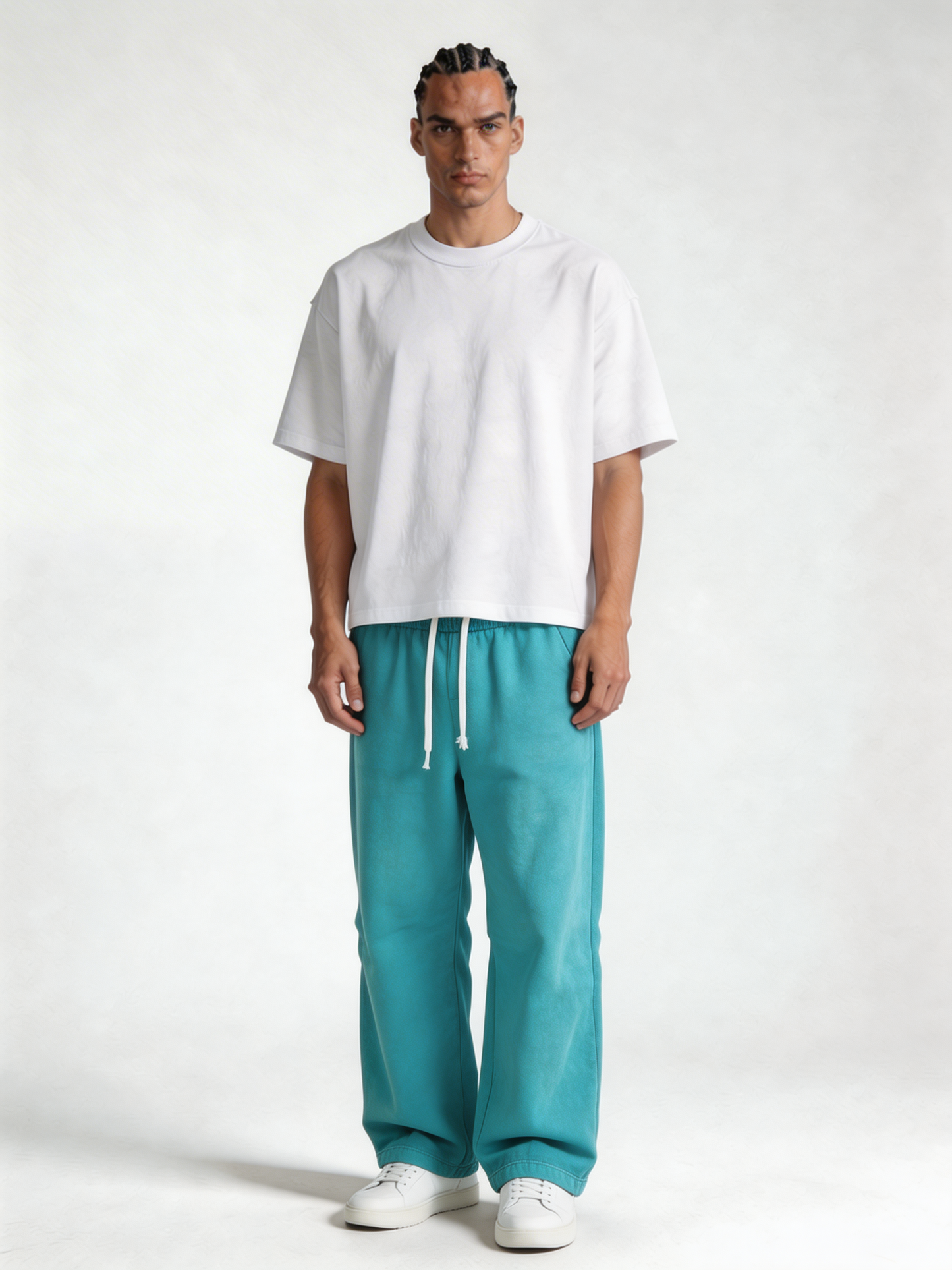 Relaxed Wide-Leg Cotton Blend Sweatpants - unbranded