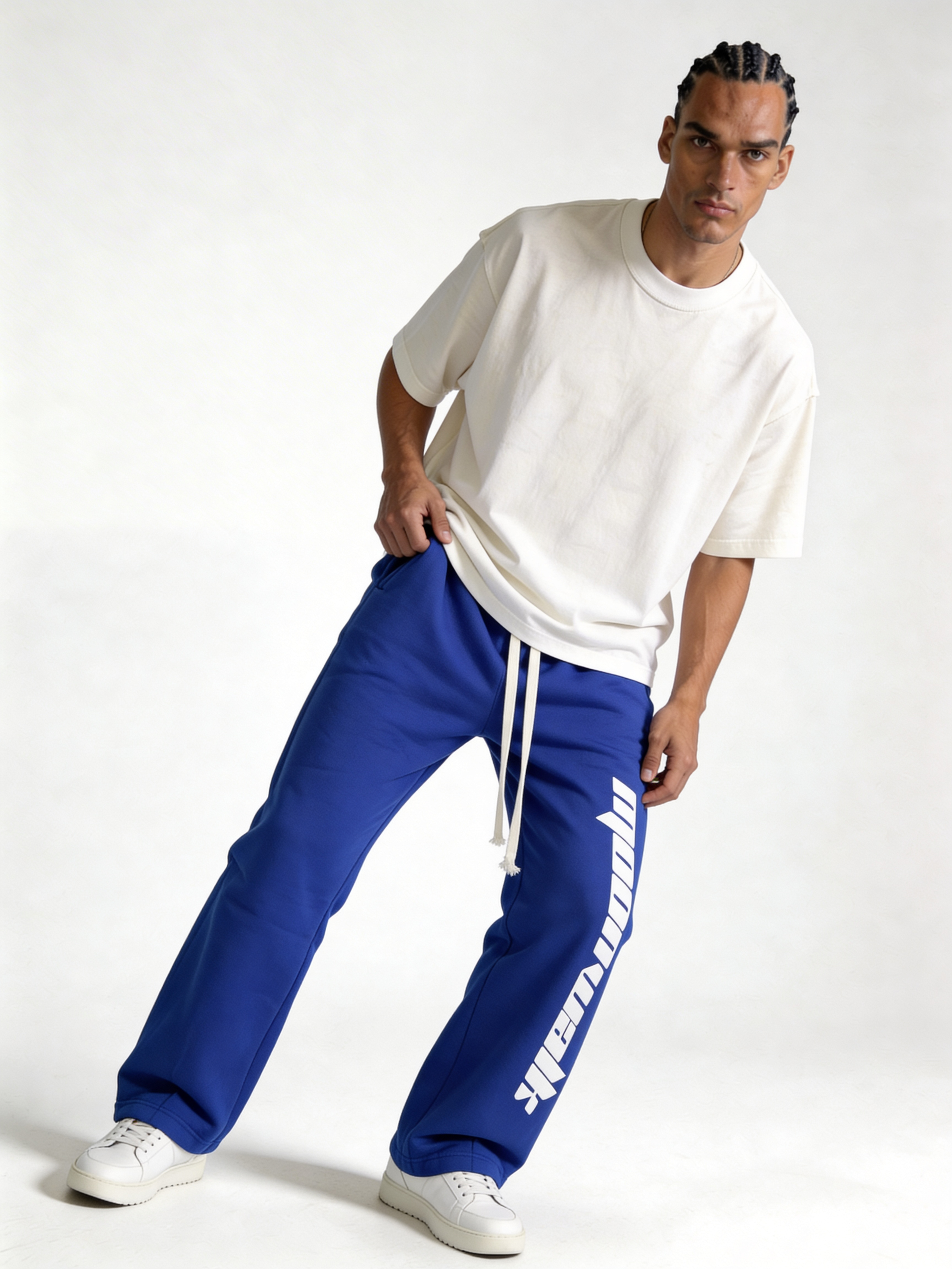 Relaxed Wide-Leg Cotton Blend Sweatpants - MOONWALK