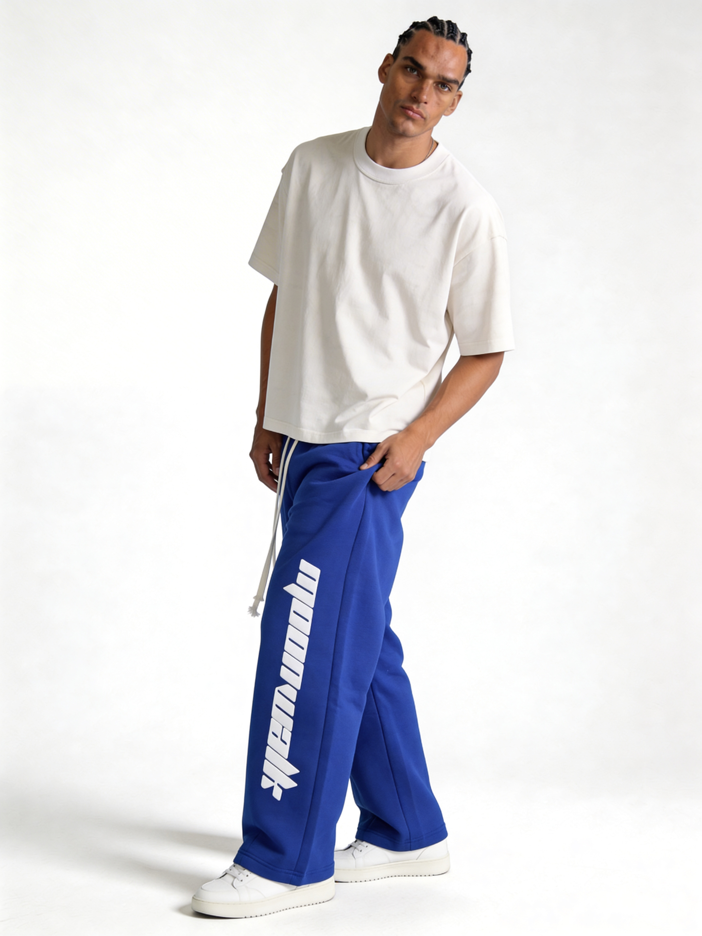 Relaxed Wide-Leg Cotton Blend Sweatpants - MOONWALK