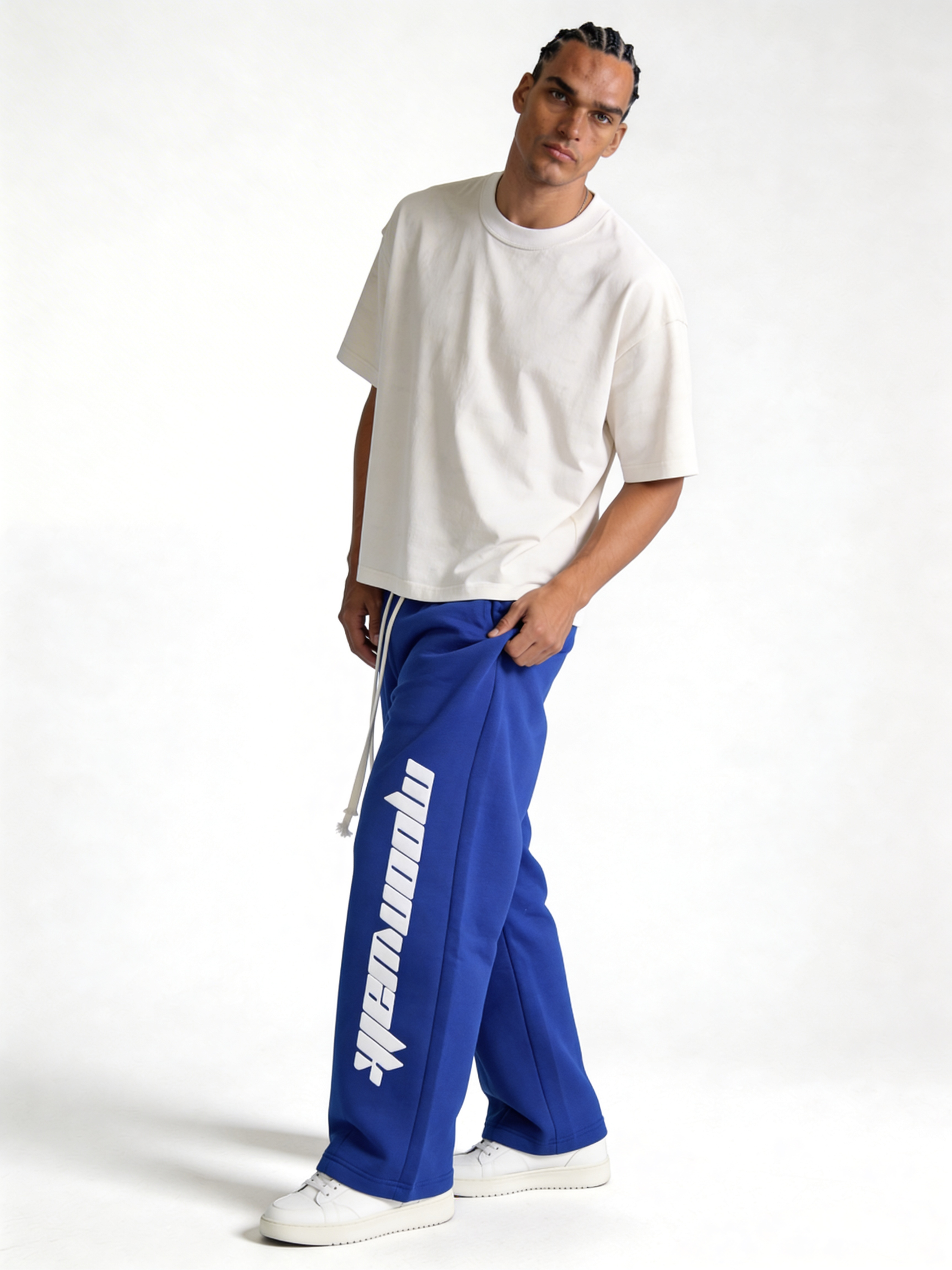 Relaxed Wide-Leg Cotton Blend Sweatpants - MOONWALK