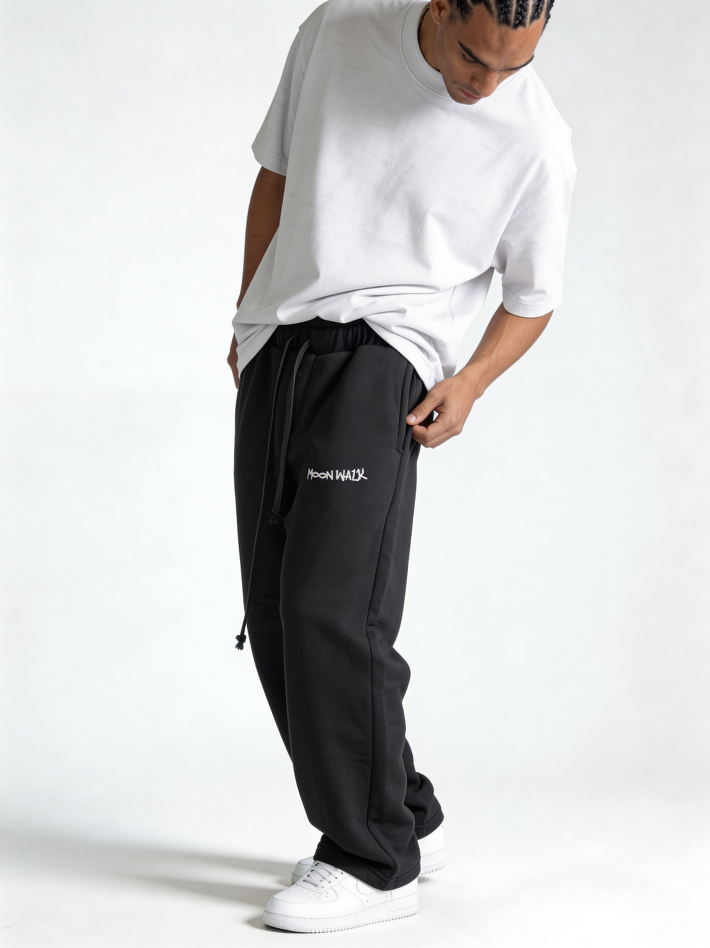 Relaxed Wide-Leg Cotton Blend Sweatpants - MOONWALK