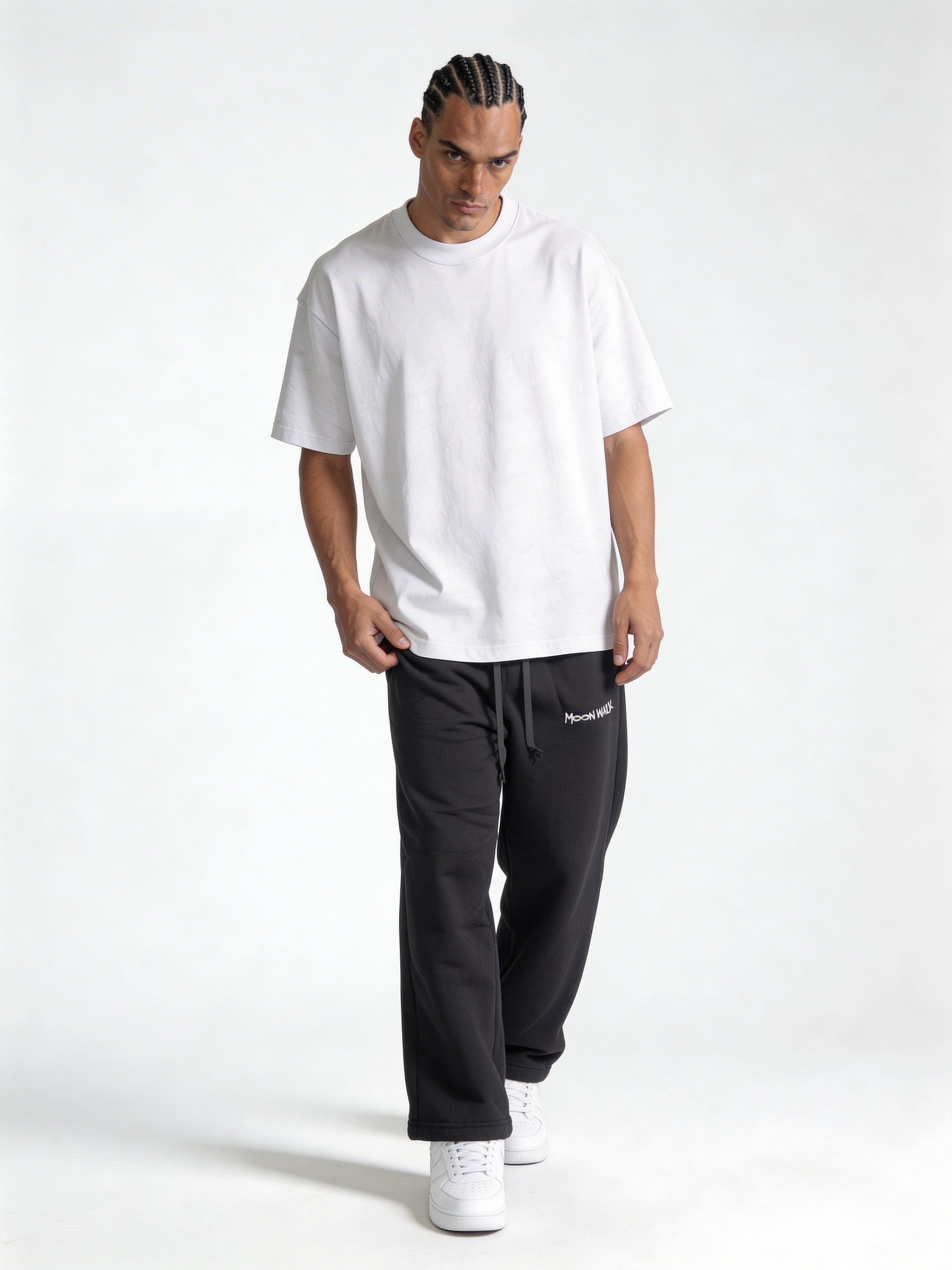 Relaxed Wide-Leg Cotton Blend Sweatpants - MOONWALK