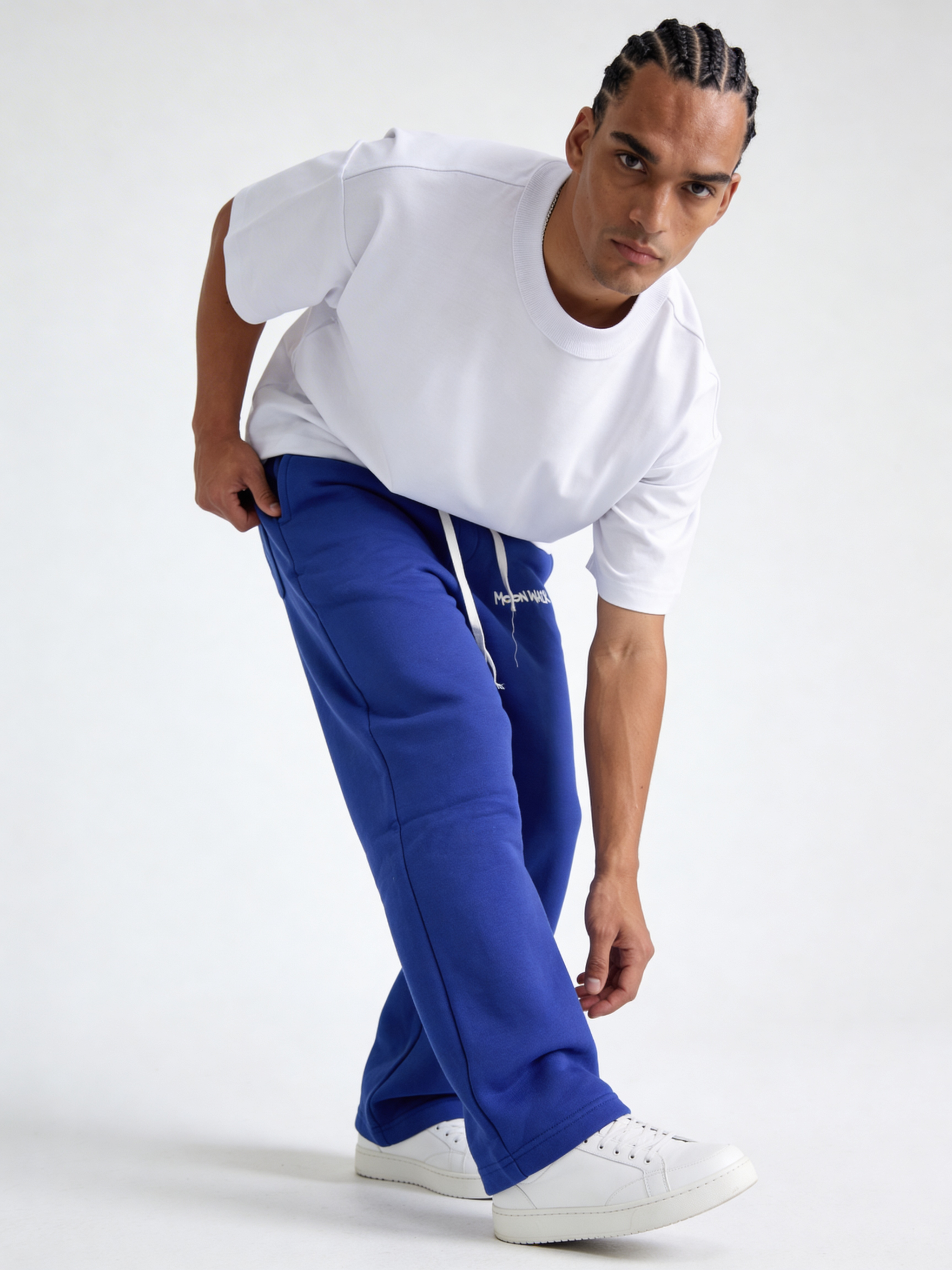 Relaxed Wide-Leg Cotton Blend Sweatpants - MOONWALK