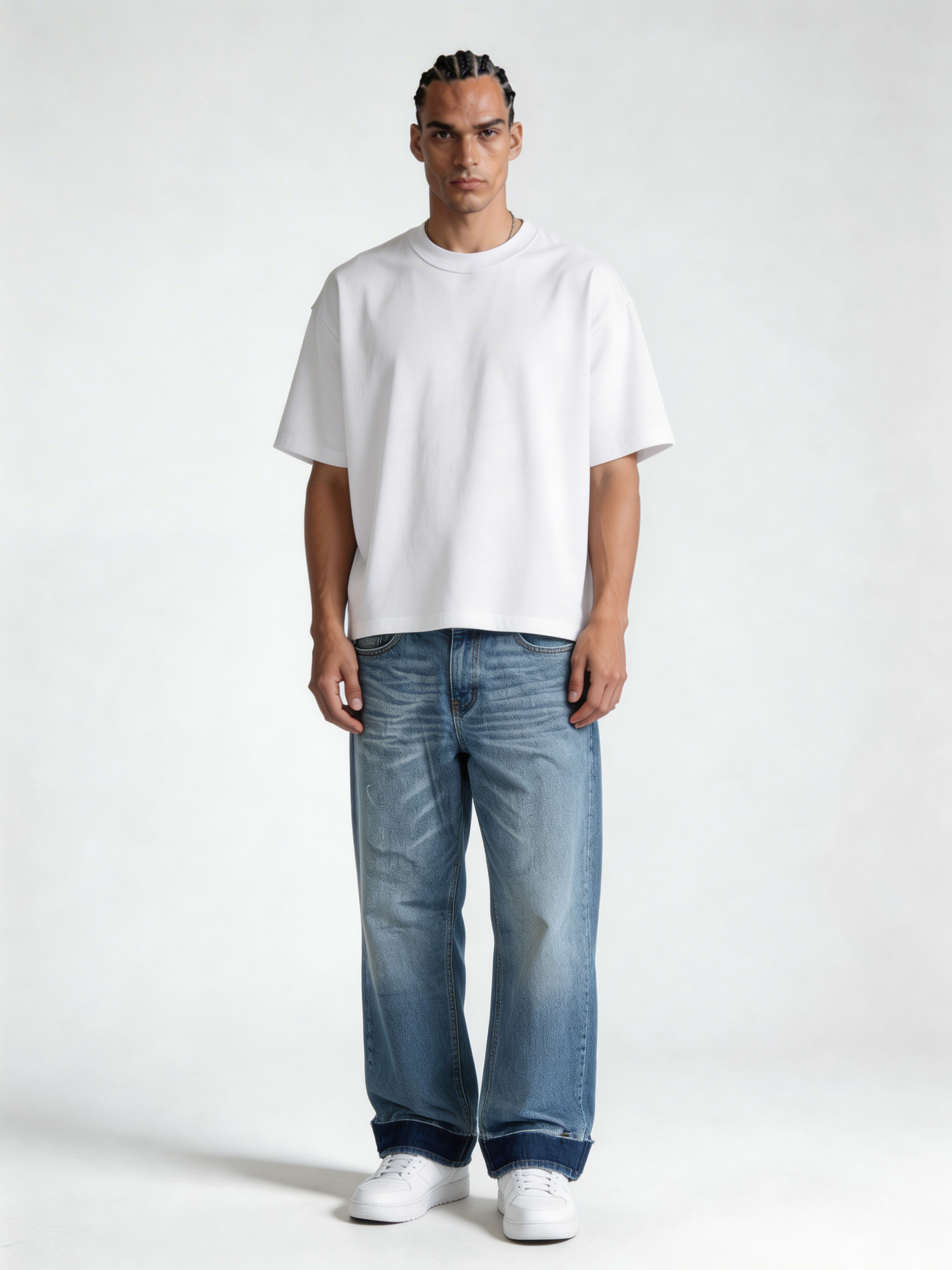 Relaxed Wide-Leg Raw-Cuff Denim - STONIM