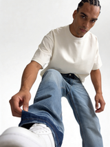 Relaxed Wide-Leg Raw-Cuff Denim - STONIM