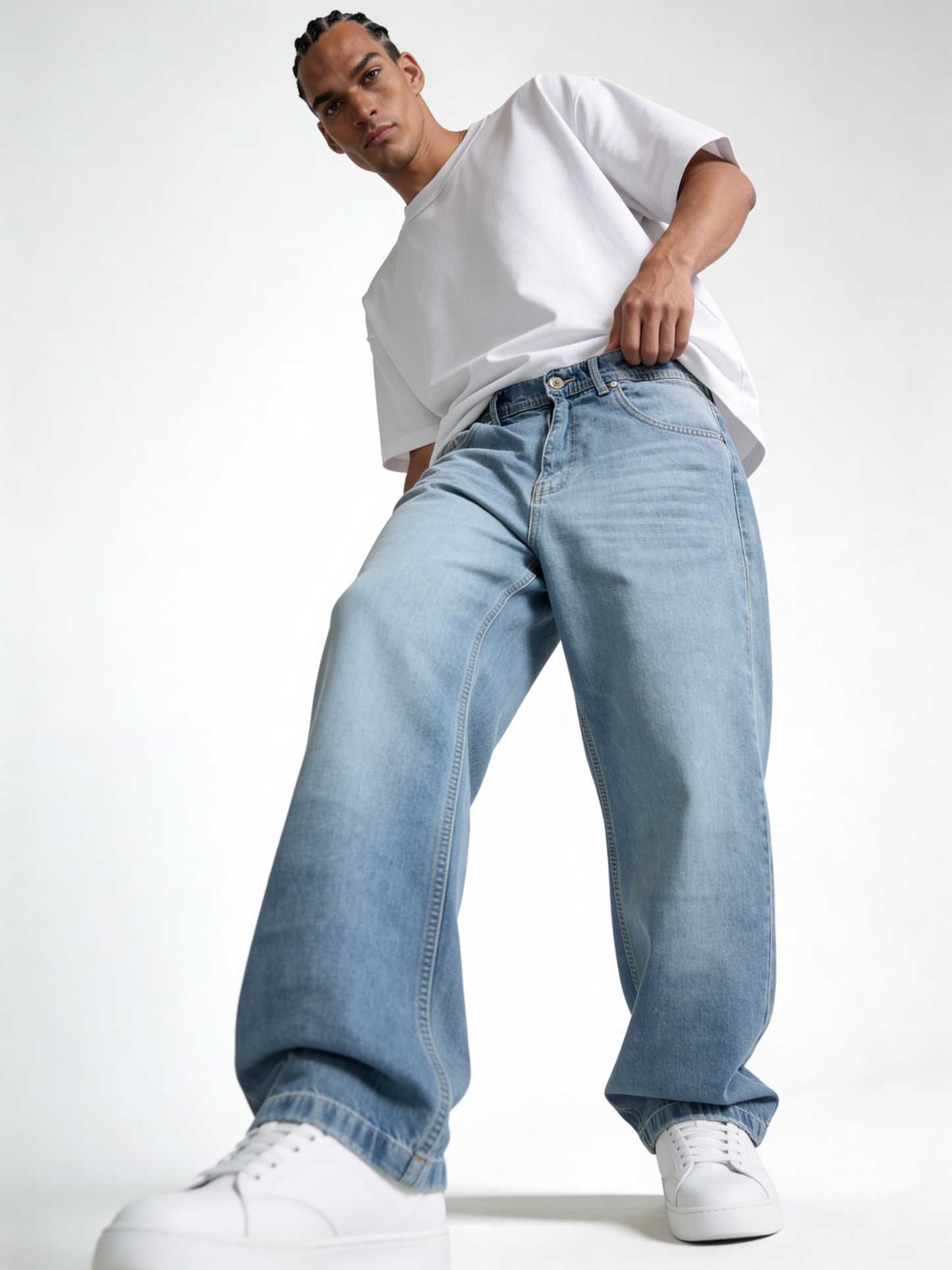 Relaxed Wide-Leg Vintage Wash Denim - STONIM