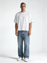 Relaxed Wide-Leg Raw-Hem Denim - STONIM