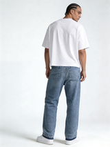 Relaxed Wide-Leg Raw-Hem Denim - STONIM