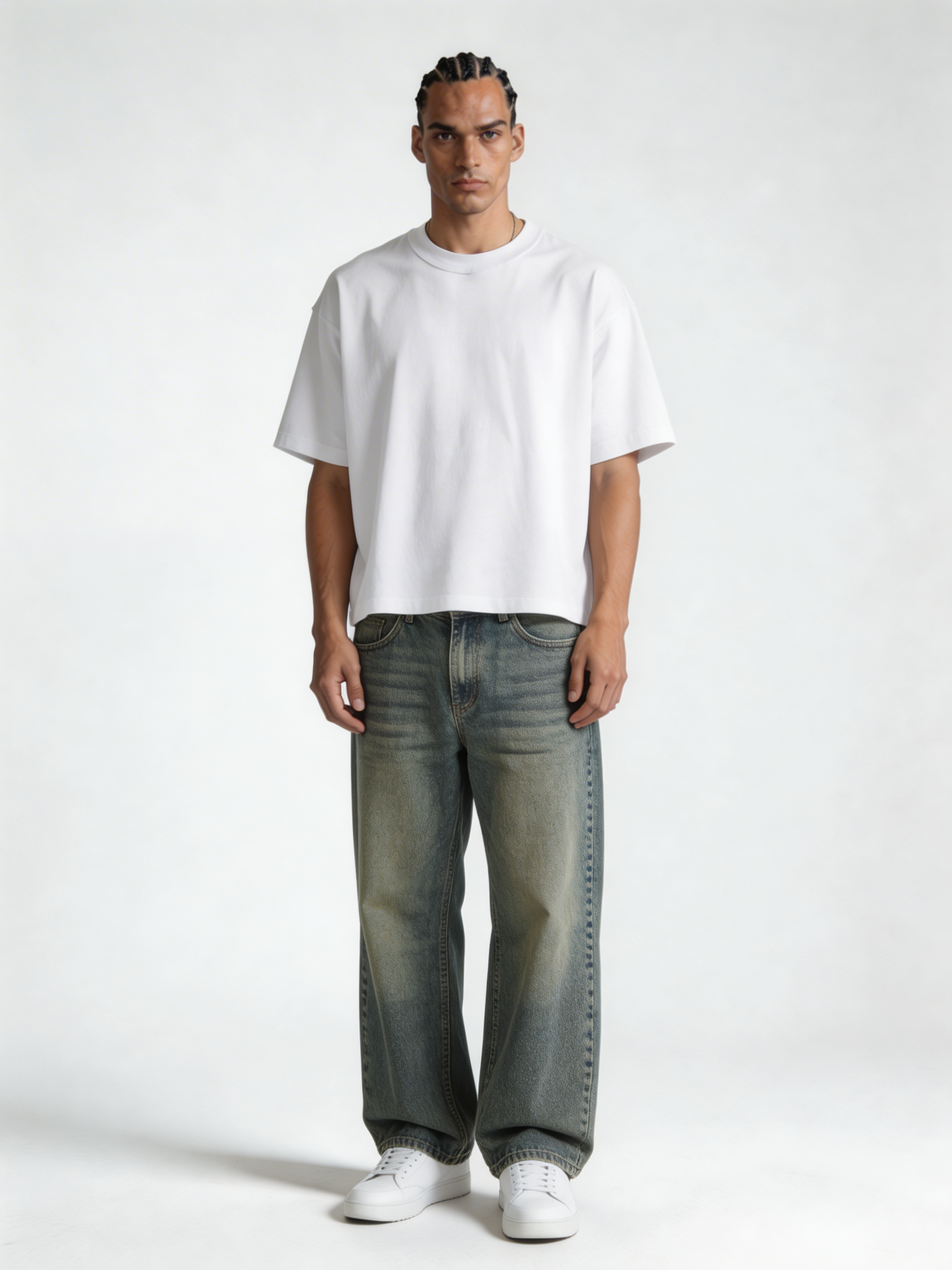 Oversized Rigid Cotton Baggy Jeans - DEHNM