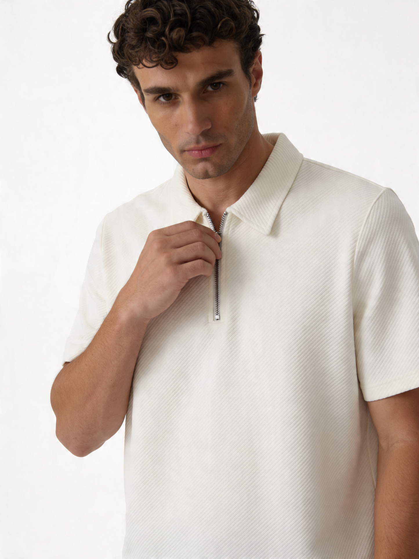 Textured Zip Polo Knit Regular Fit - brotherhood