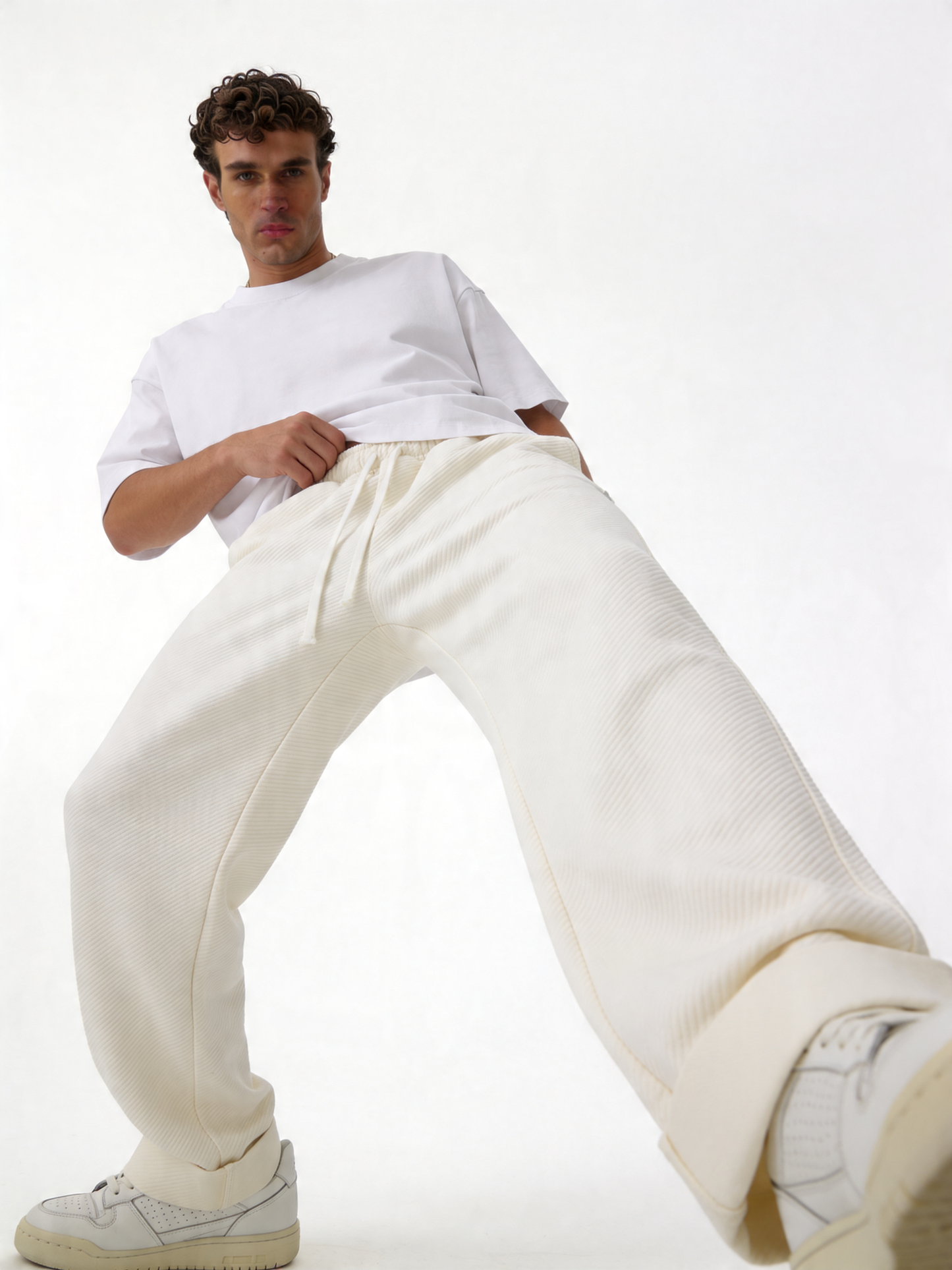 Ribbed Drawstring Pants Knit Wide Leg - Brotherhood