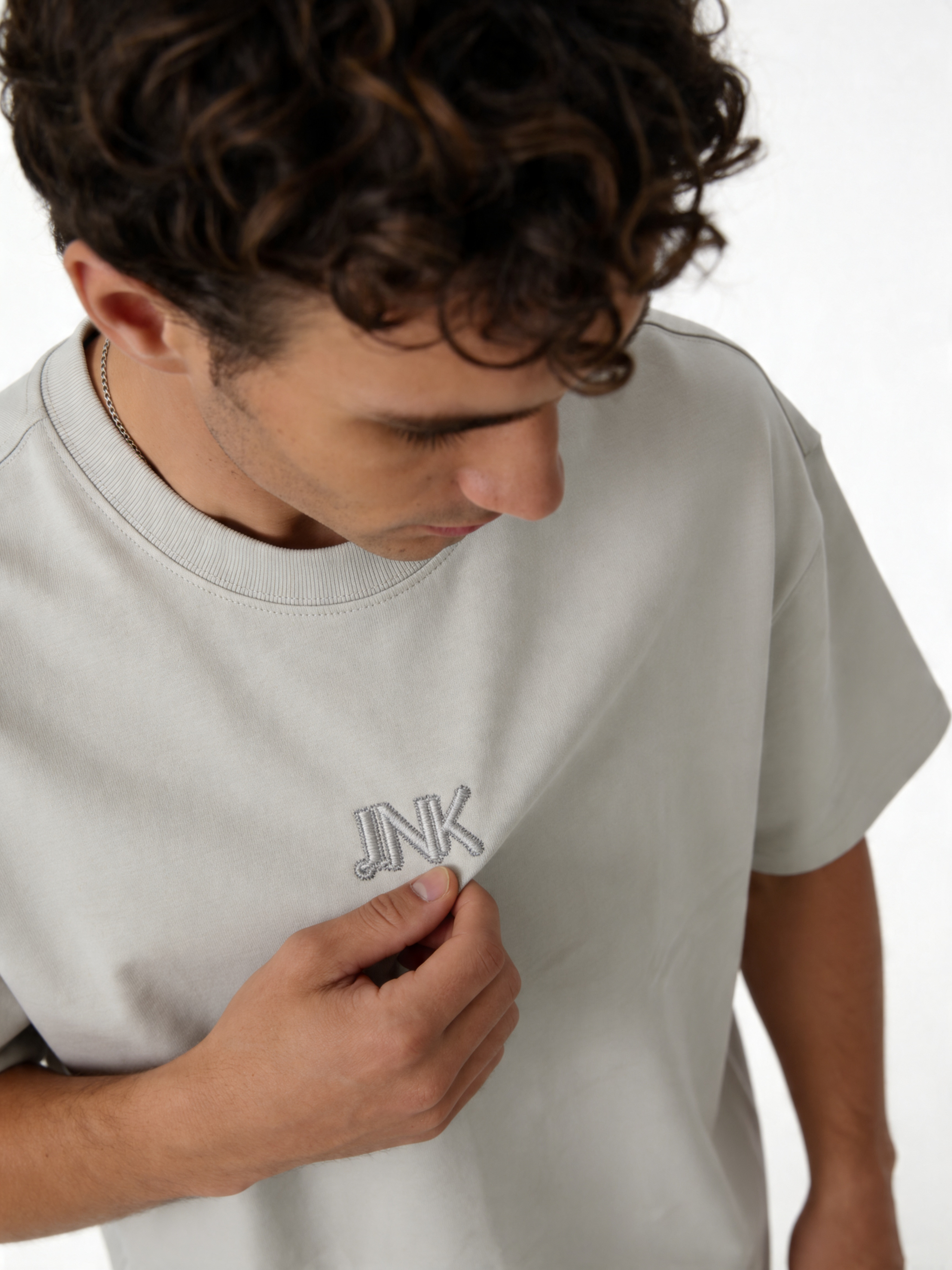 Embroidered Logo T-Shirt Cotton Boxy Fit - INK