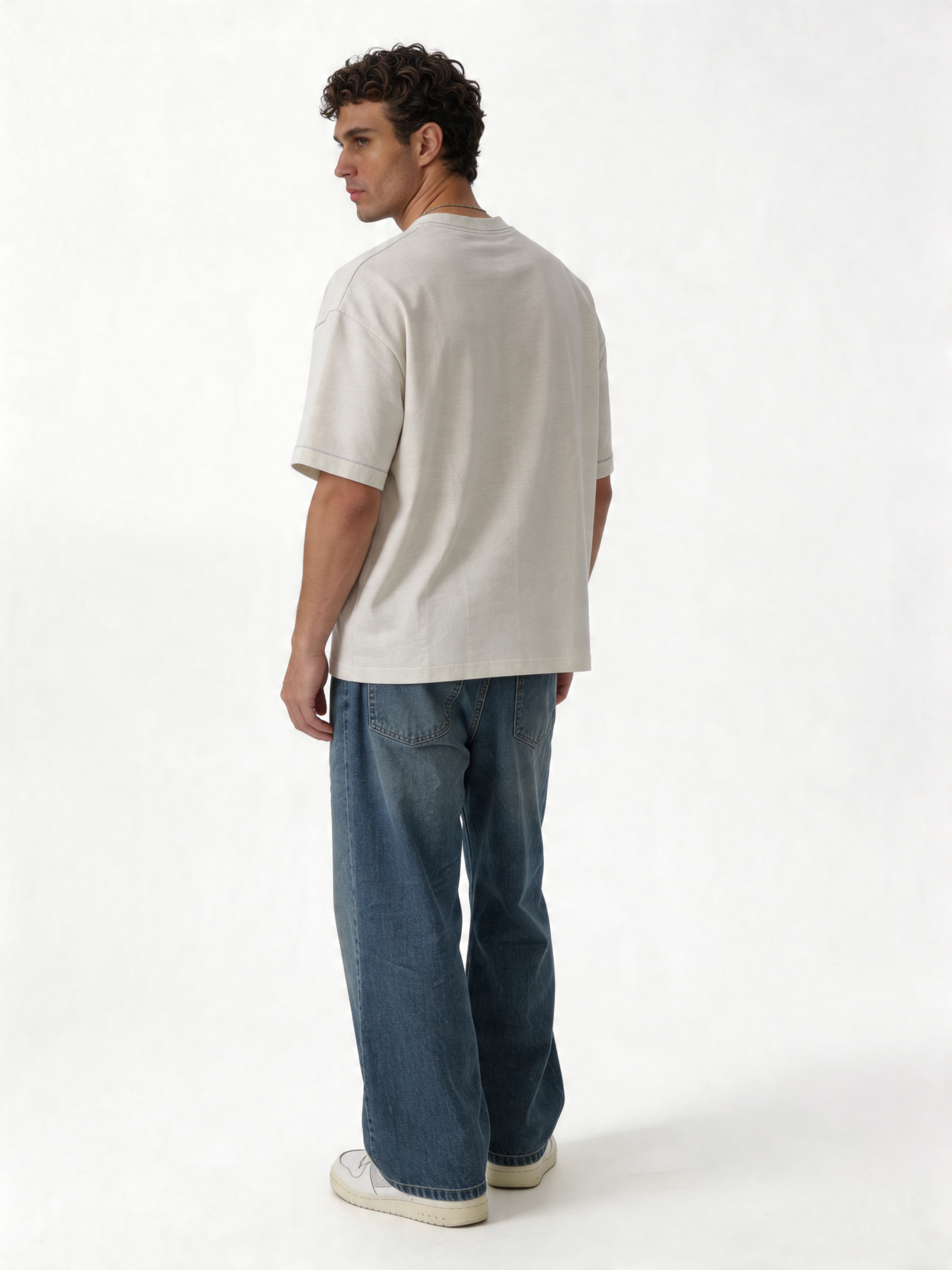 Embroidered Logo T-Shirt Cotton Boxy Fit - INK