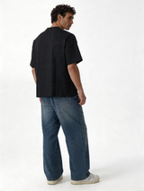 Embroidered Logo T-Shirt Cotton Boxy Fit - INK