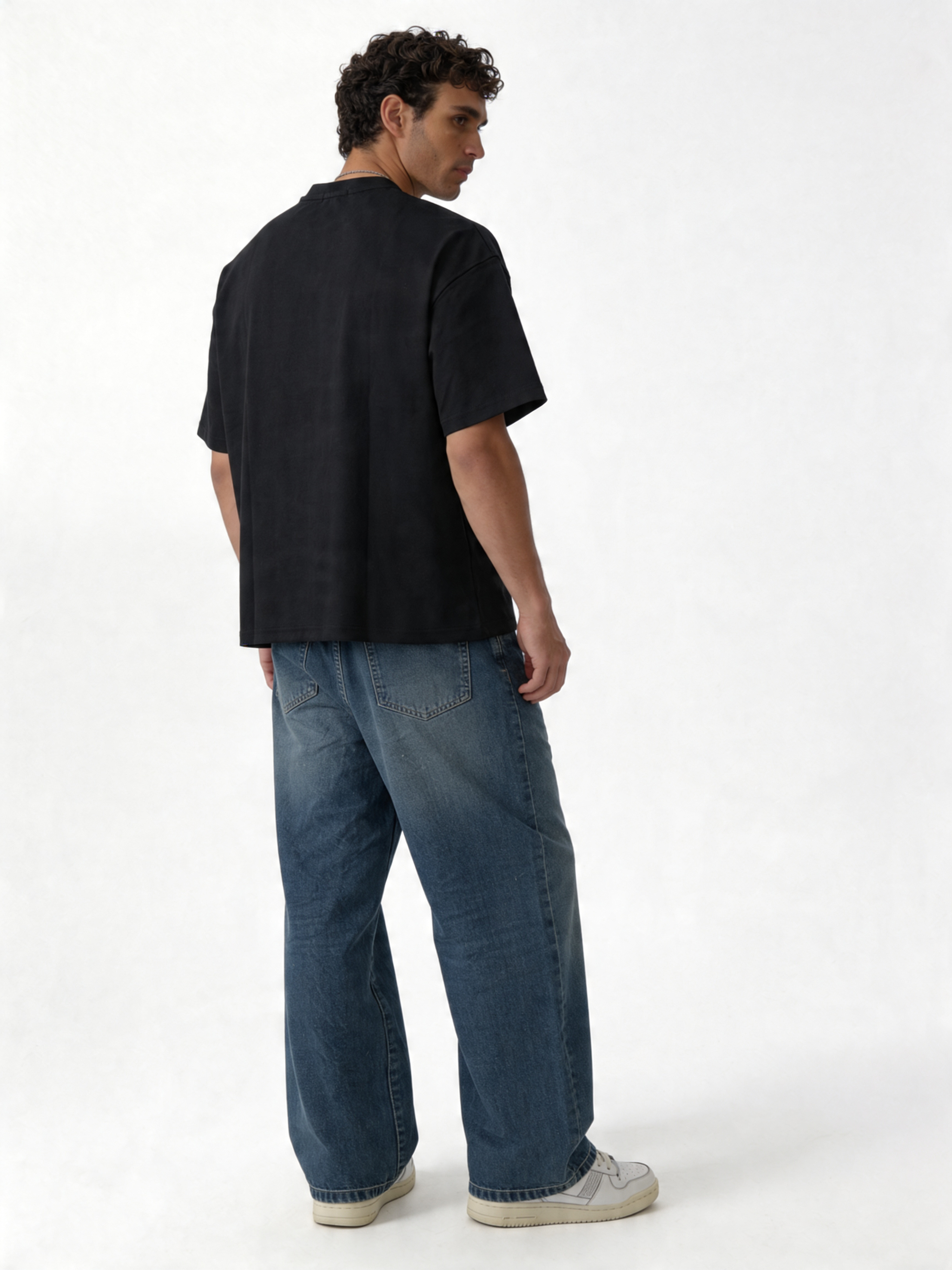 Embroidered Logo T-Shirt Cotton Boxy Fit - INK