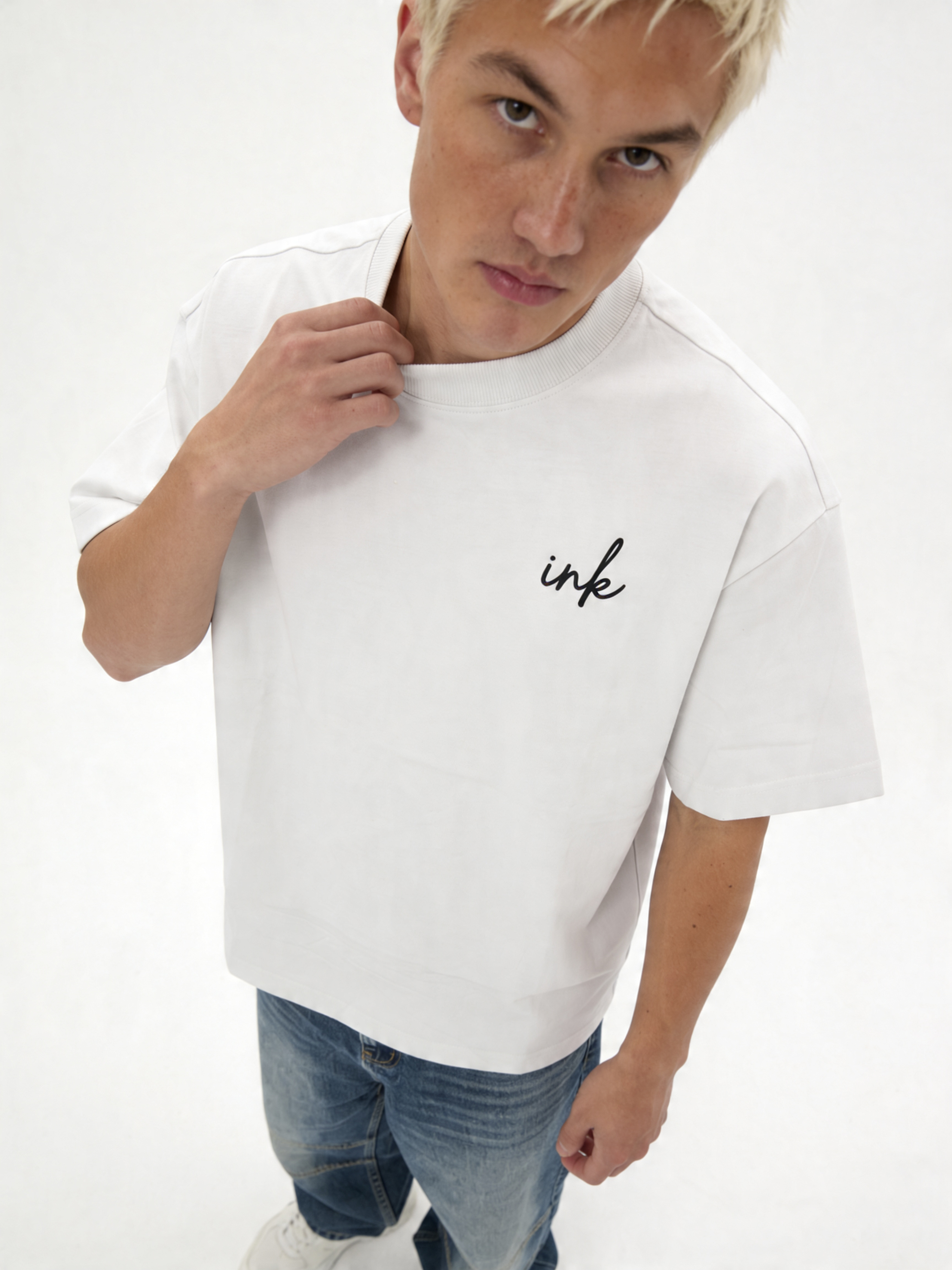 Print T-Shirt Cotton Boxy Fit - ink