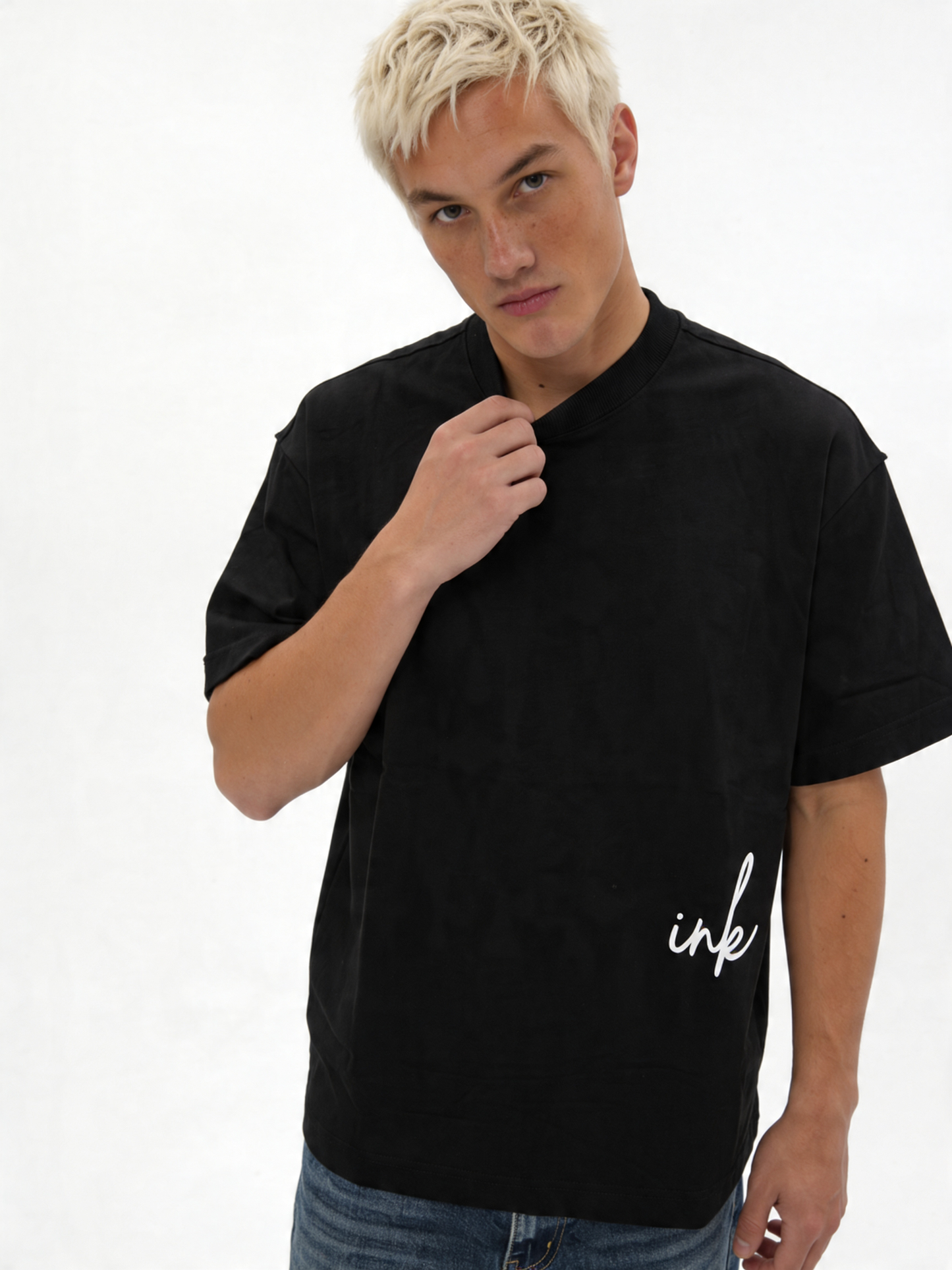 Print T-Shirt Cotton Boxy Fit - ink