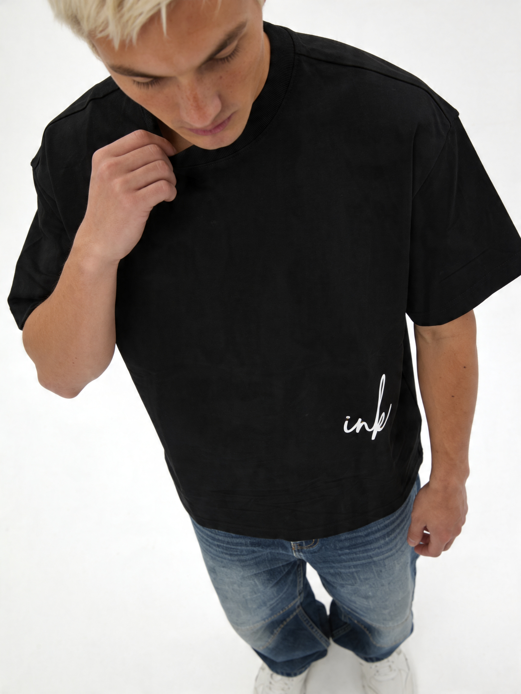 Print T-Shirt Cotton Boxy Fit - ink