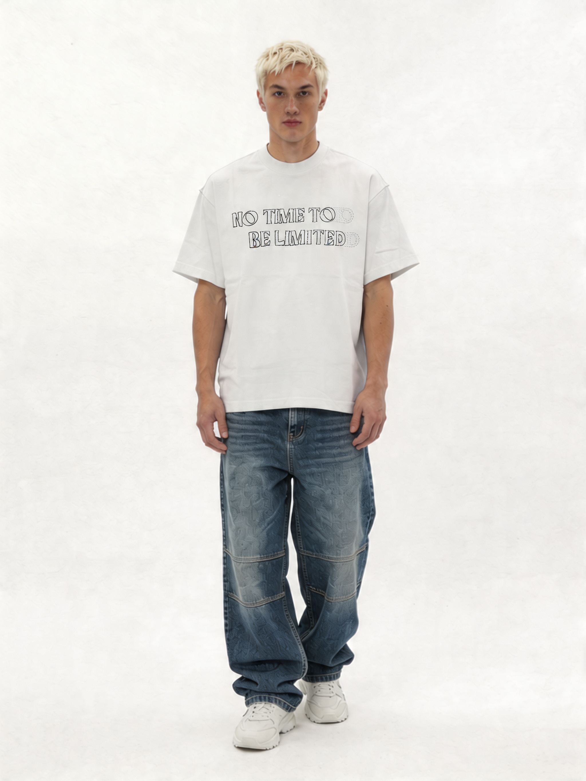 Graphic Front Print T-Shirt Cotton Boxy Fit - ink