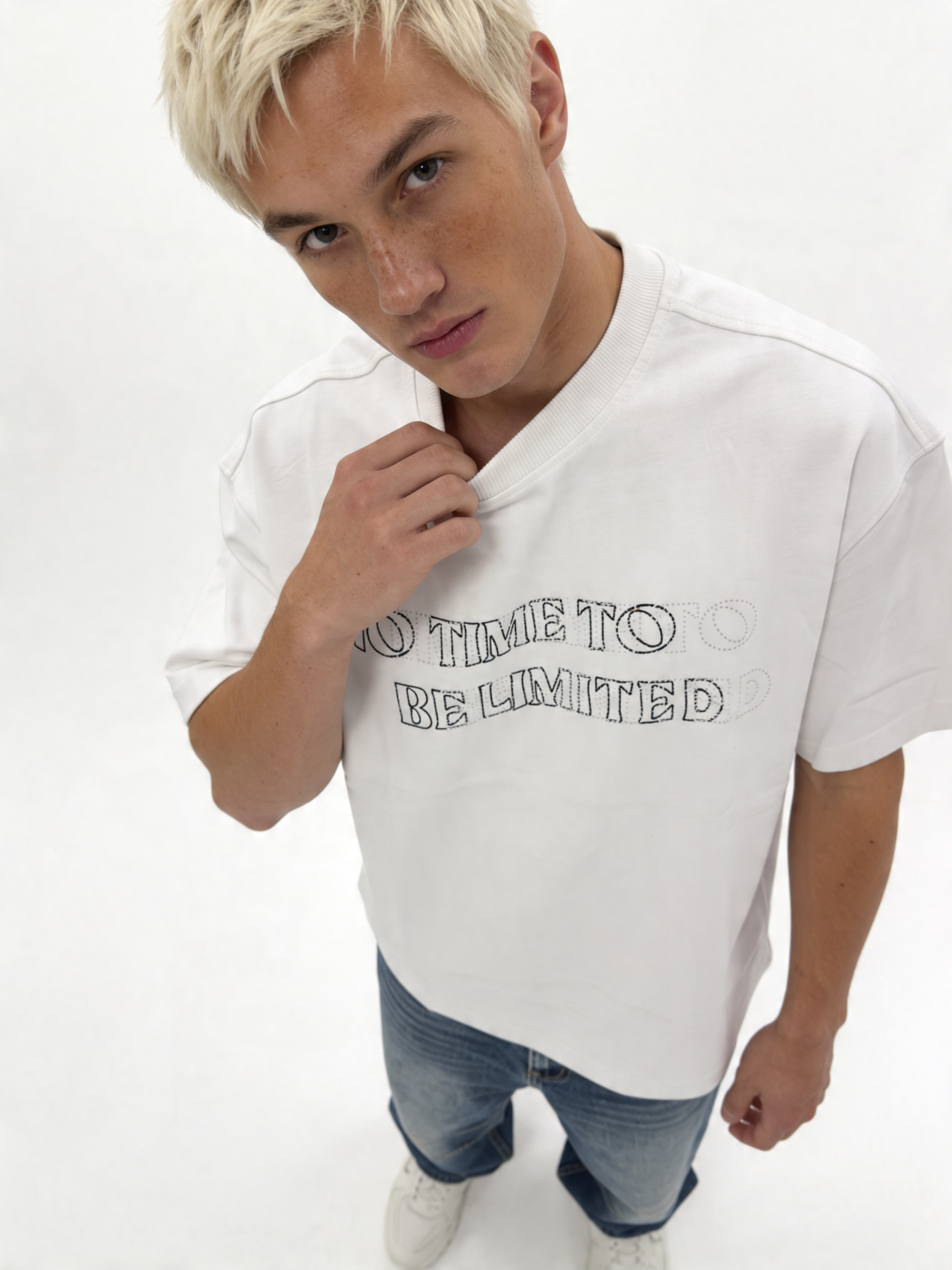Graphic Front Print T-Shirt Cotton Boxy Fit - ink