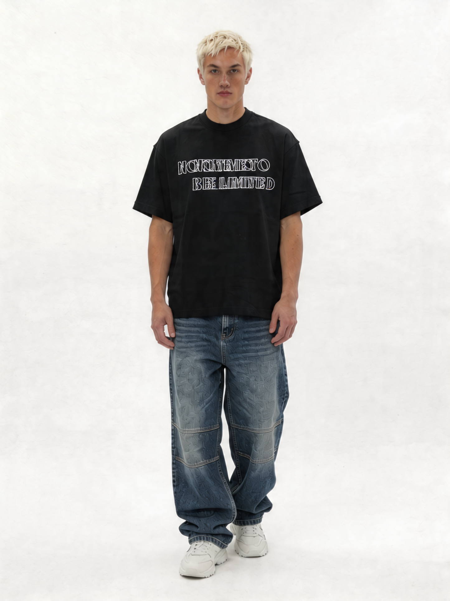 Graphic Front Print T-Shirt Cotton Boxy Fit - ink