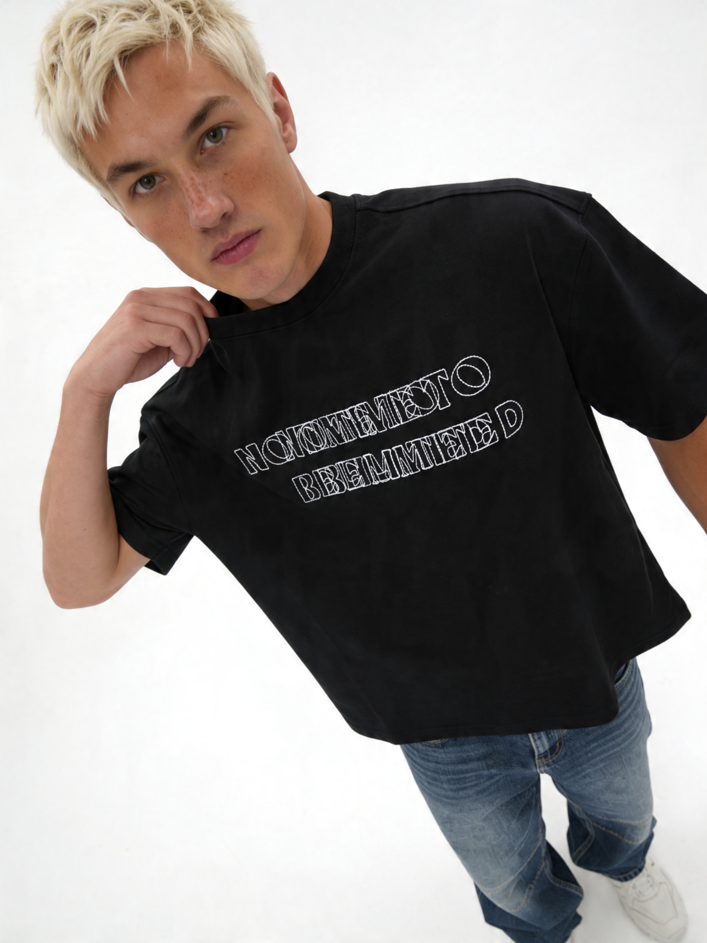 Graphic Front Print T-Shirt Cotton Boxy Fit - ink