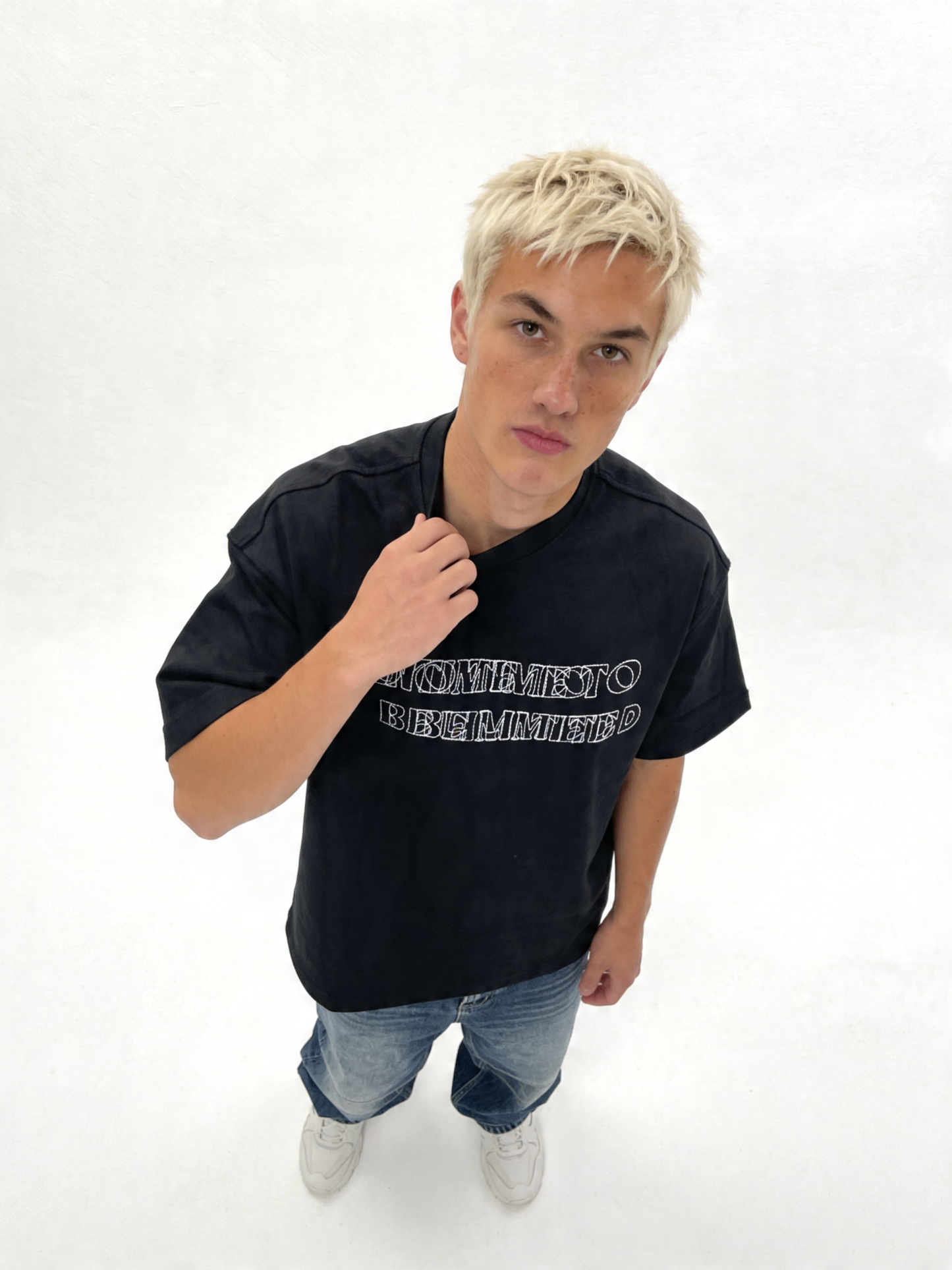 Graphic Front Print T-Shirt Cotton Boxy Fit - ink