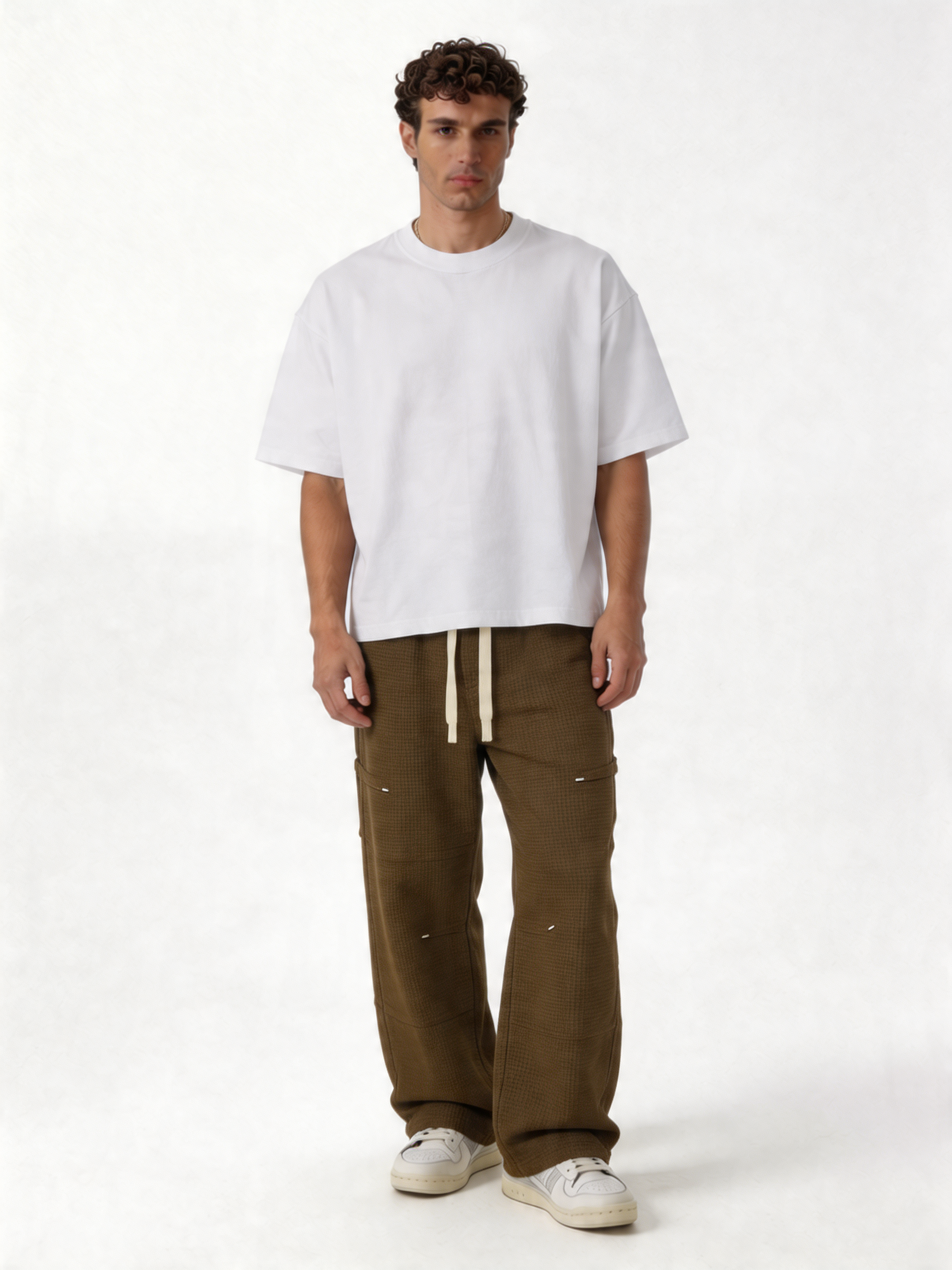 Panelled Drawstring Pants Knit Relaxed Fit - ink
