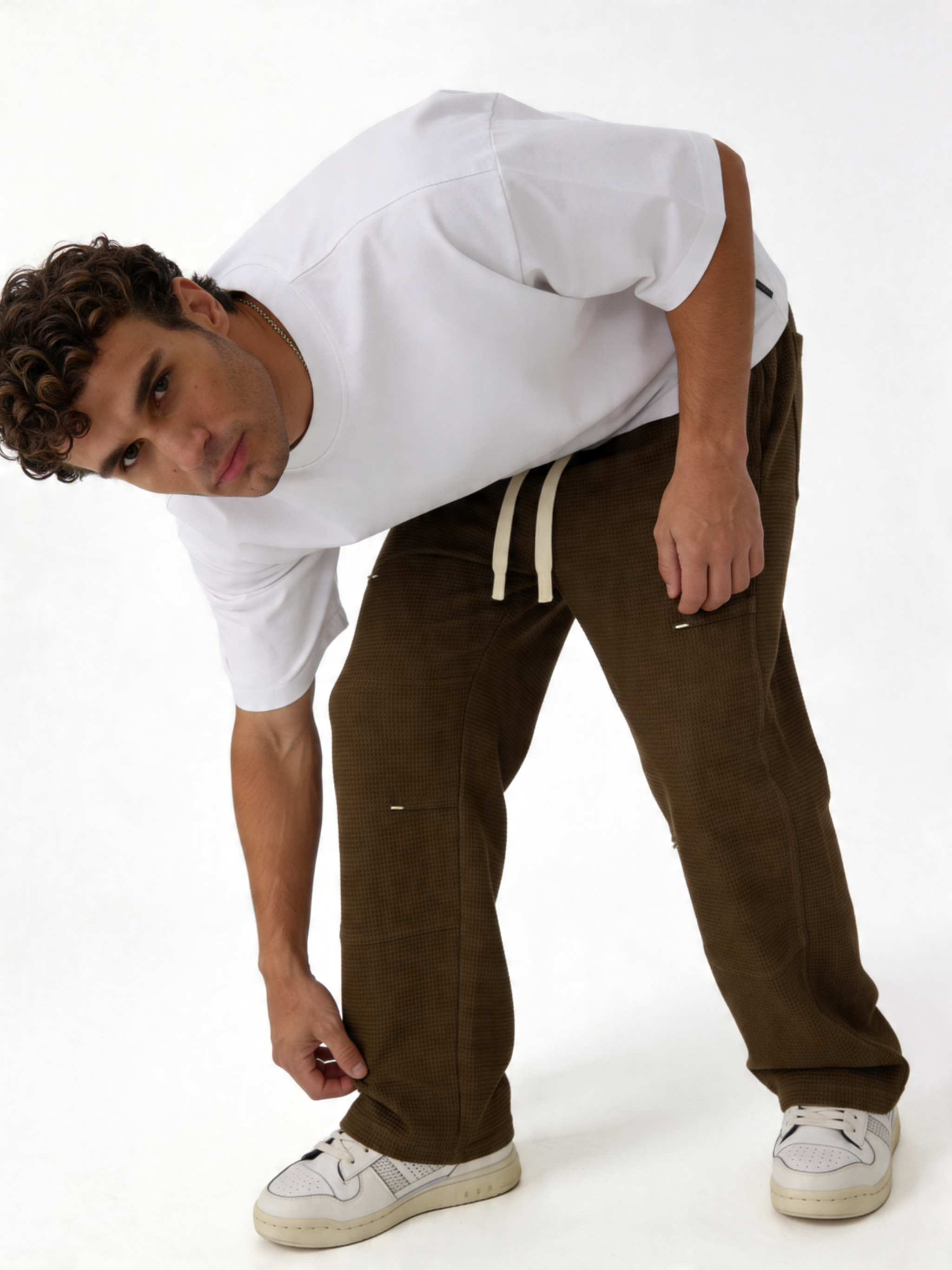 Panelled Drawstring Pants Knit Relaxed Fit - ink