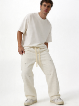 Panelled Drawstring Pants Knit Relaxed Fit - ink