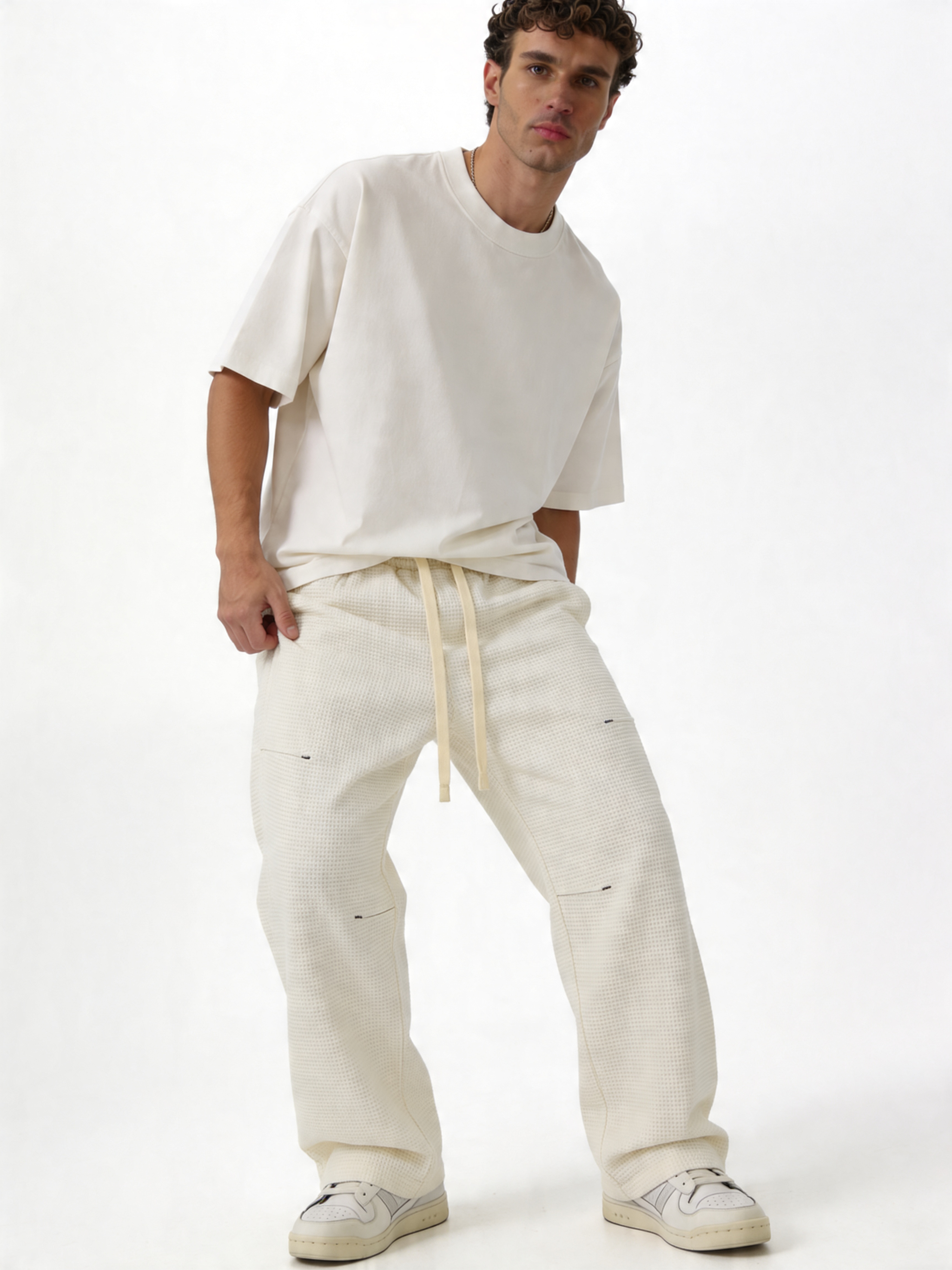 Panelled Drawstring Pants Knit Relaxed Fit - ink