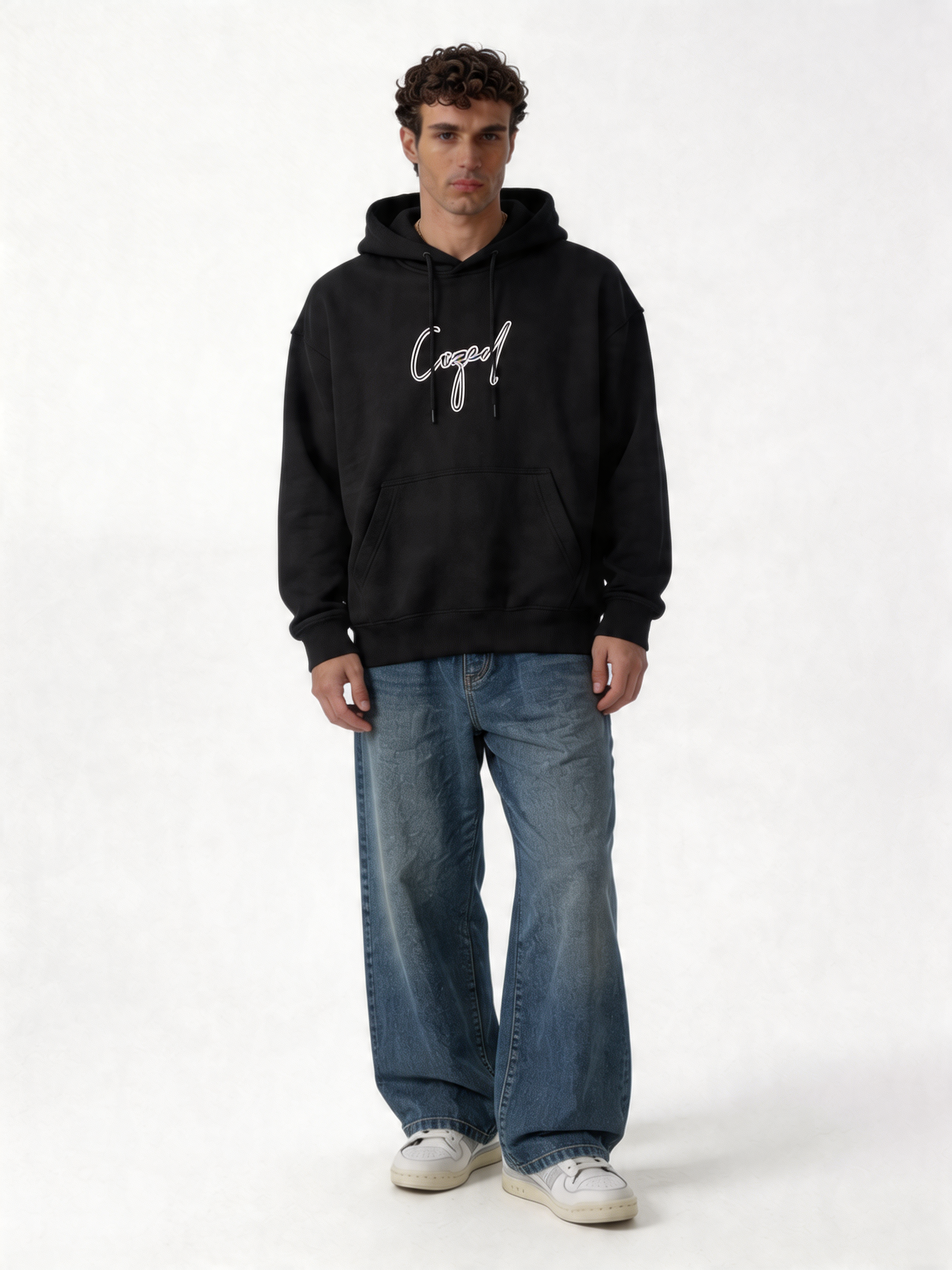 Print Graphic Hoodie Cotton Blend Oversized Fit - Cozed