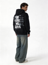 Print Graphic Hoodie Cotton Blend Oversized Fit - Cozed