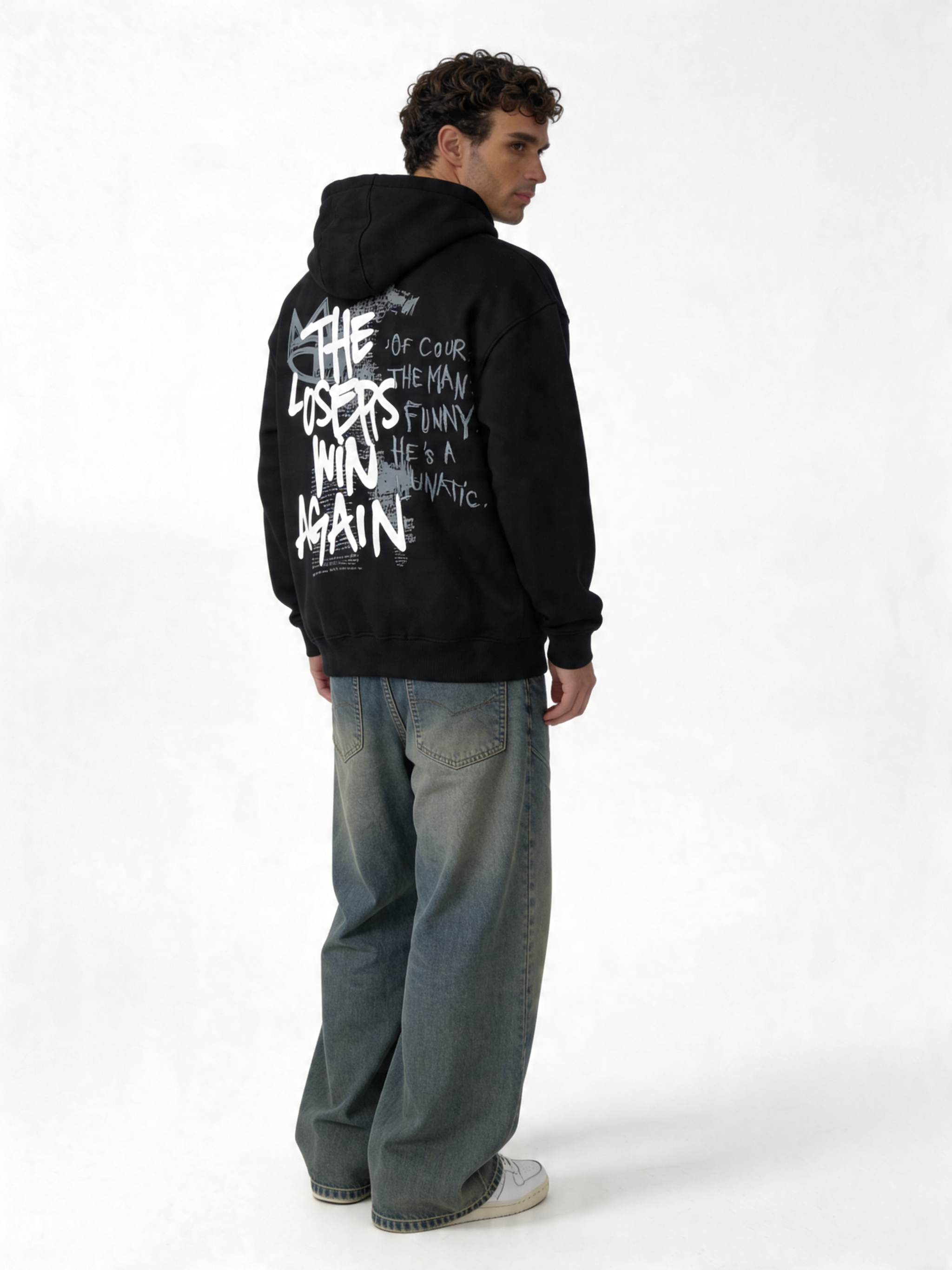 Print Graphic Hoodie Cotton Blend Oversized Fit - Cozed