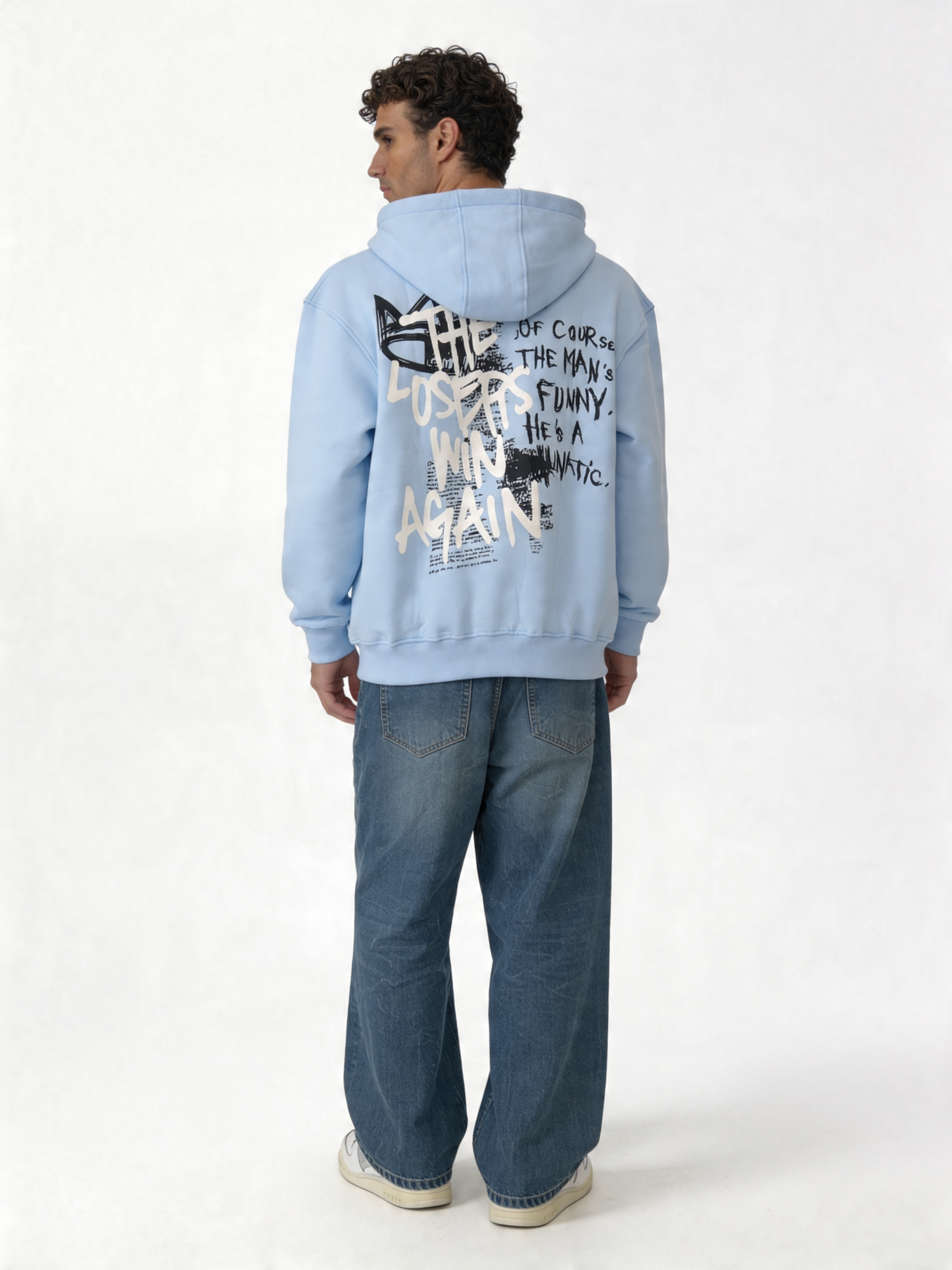 Print Graphic Hoodie Cotton Blend Oversized Fit - Cozed