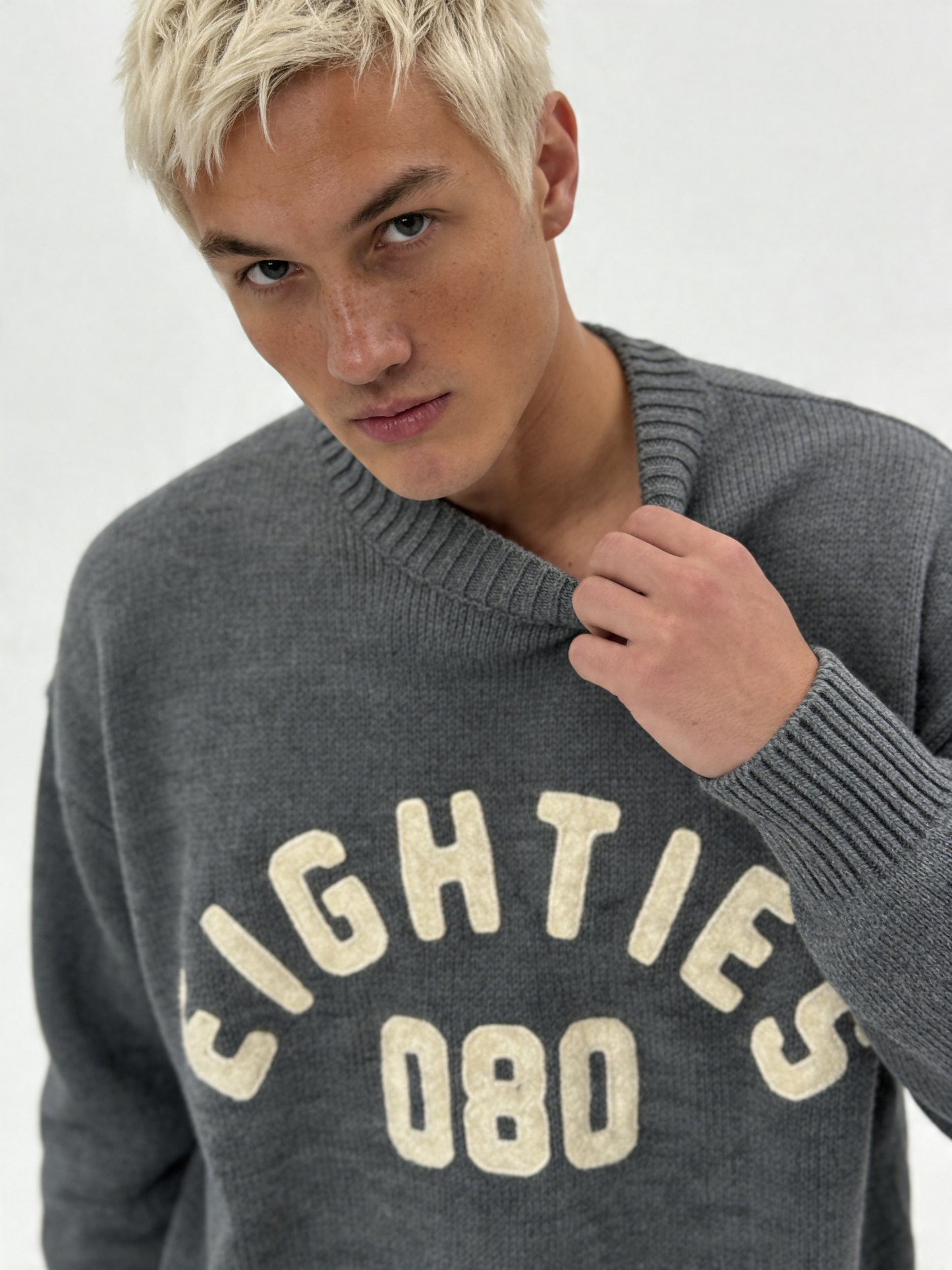 Graphic Sweater Knit Cotton Blend Relaxed Fit - Eighties