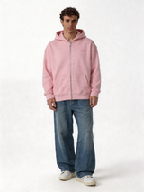 Embroidered Zip Hoodie Cotton Oversized Fit - kamzi