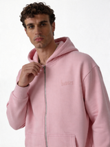 Embroidered Zip Hoodie Cotton Oversized Fit - kamzi