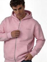 Embroidered Zip Hoodie Cotton Oversized Fit - kamzi