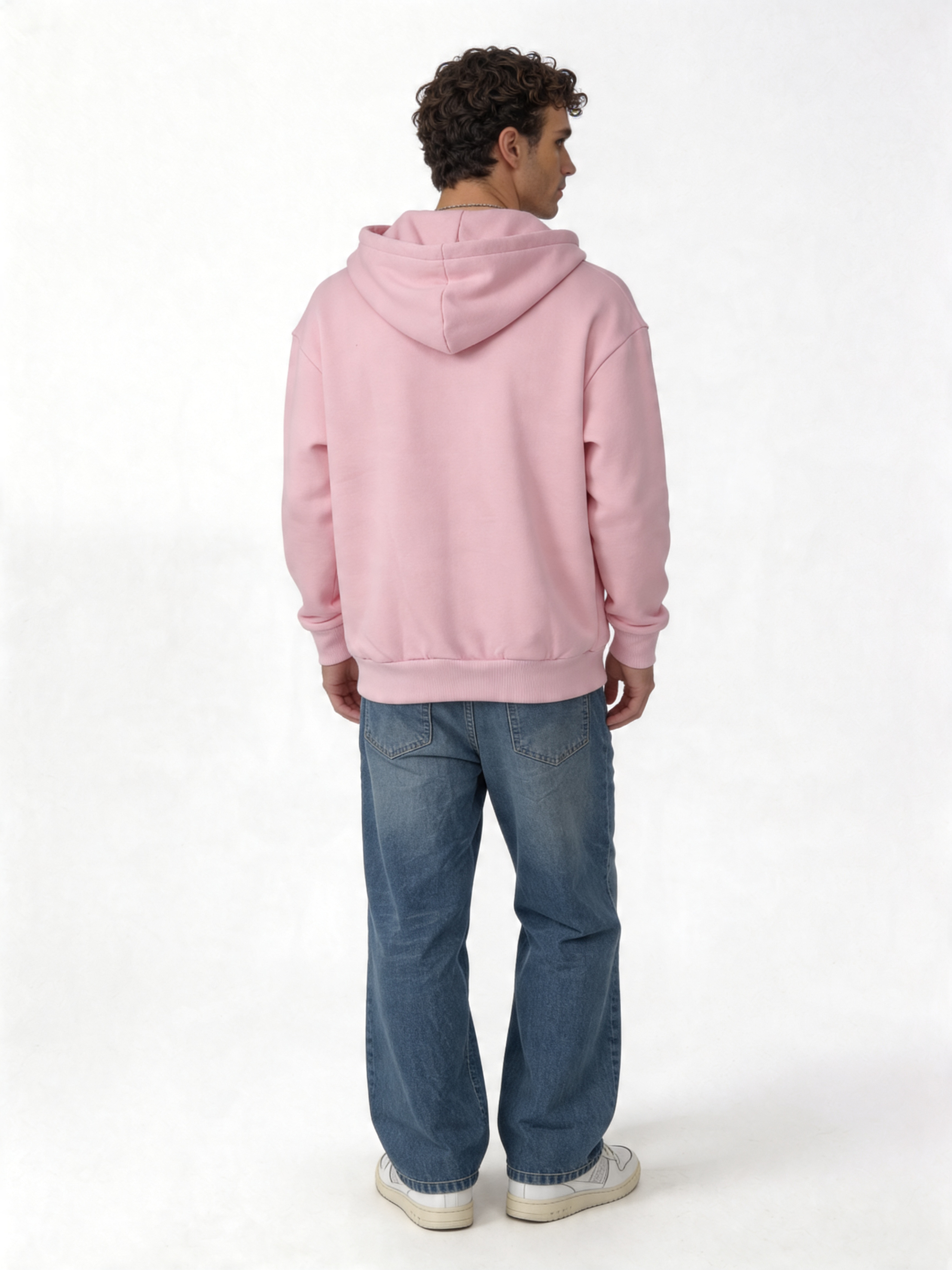 Embroidered Zip Hoodie Cotton Oversized Fit - kamzi