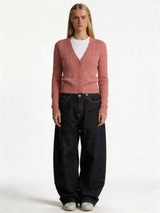 Cable Knit Cardigan Cotton Slim Fit - kamzi