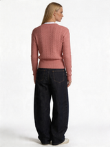 Cable Knit Cardigan Cotton Slim Fit - kamzi