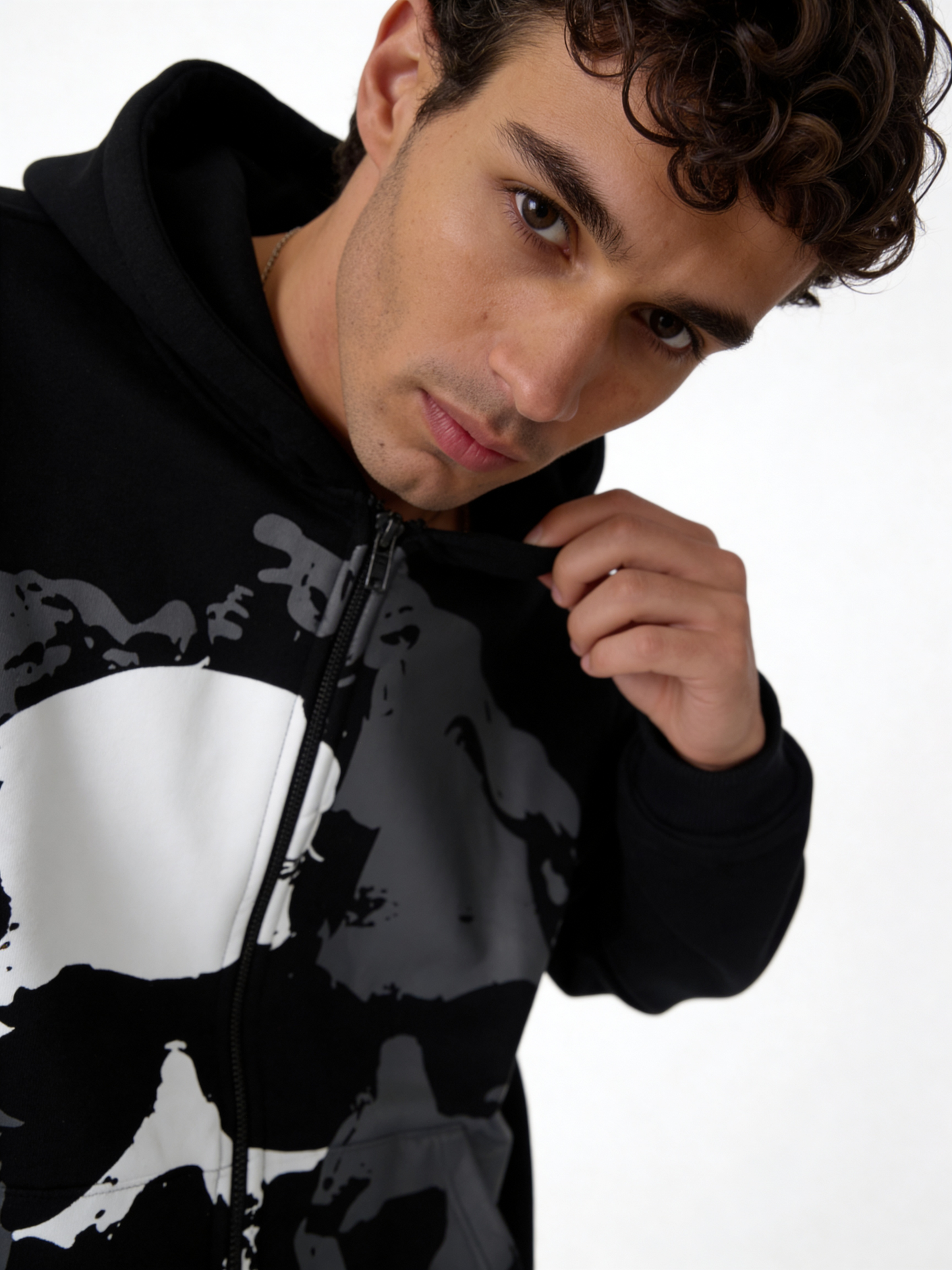 Graphic Zip Hoodie Cotton Oversized Fit - kracked