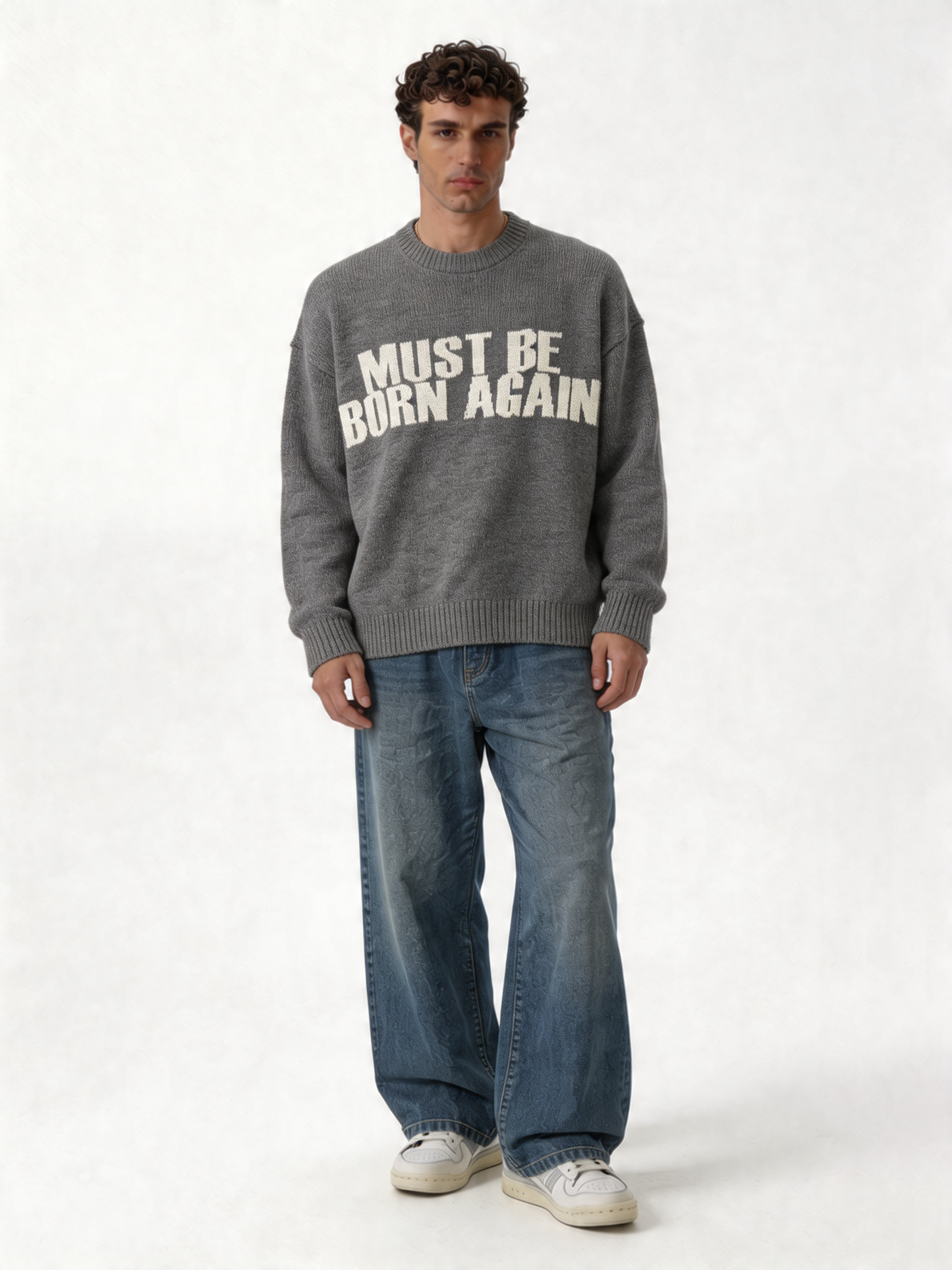 Print Sweater Knit Oversized Fit - kracked